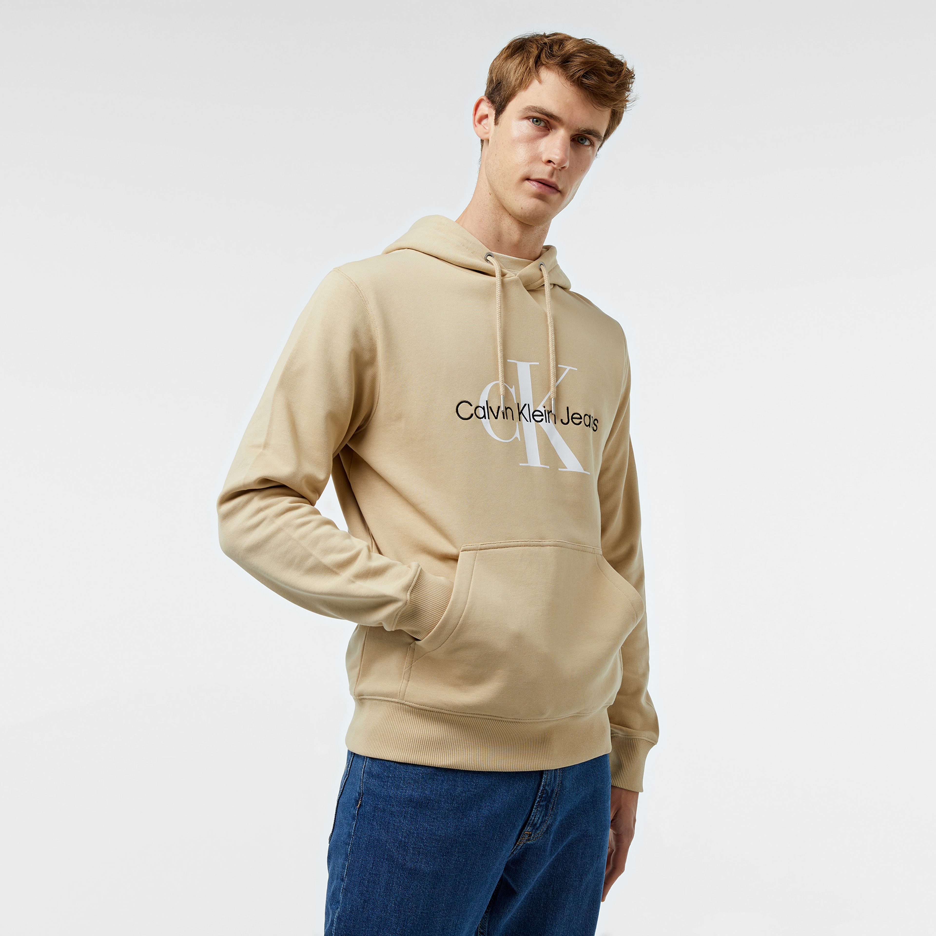 Calvin Klein Jeans Seasonal Monologo Regular Erkek Haki Hoodie