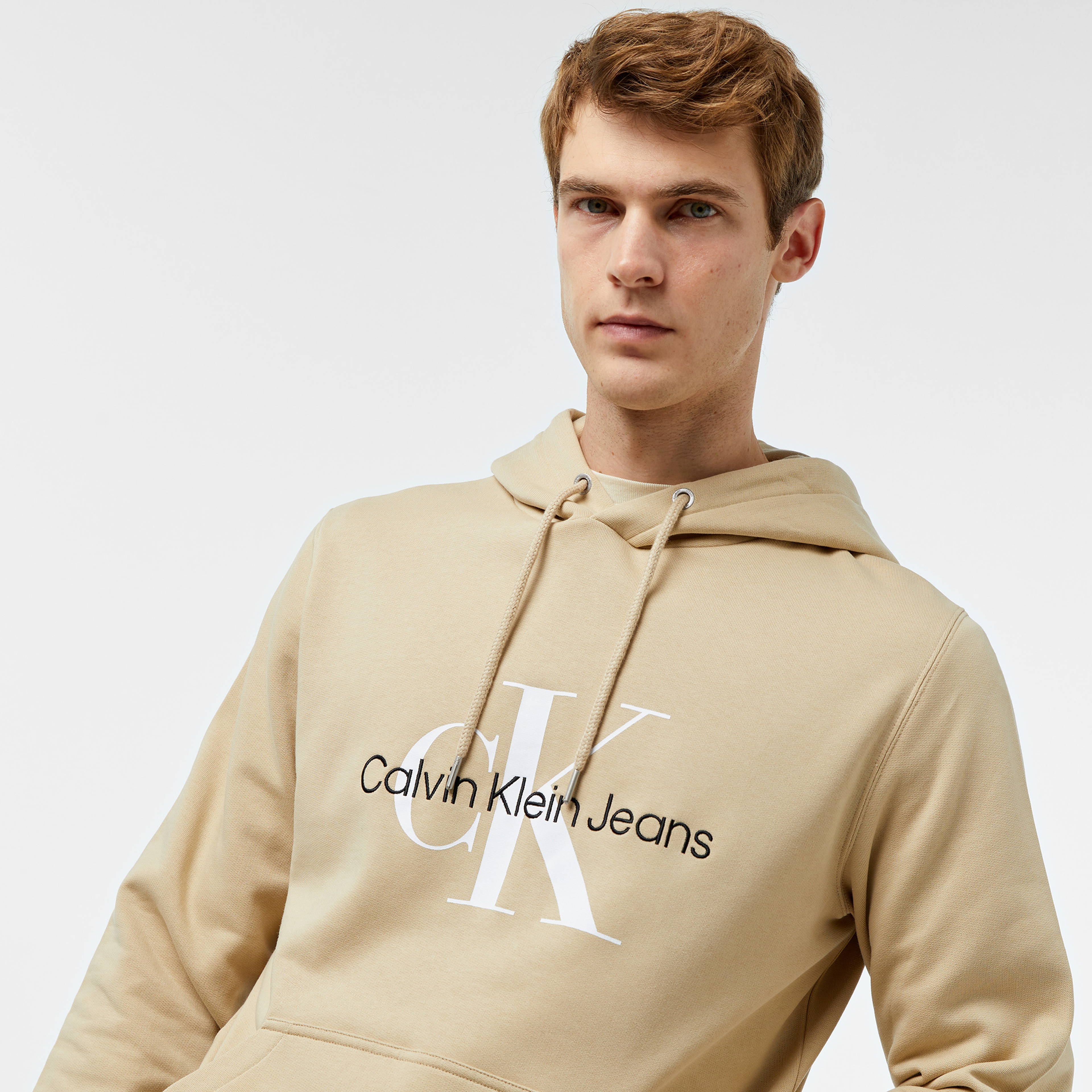 Calvin Klein Jeans Seasonal Monologo Regular Erkek Haki Hoodie