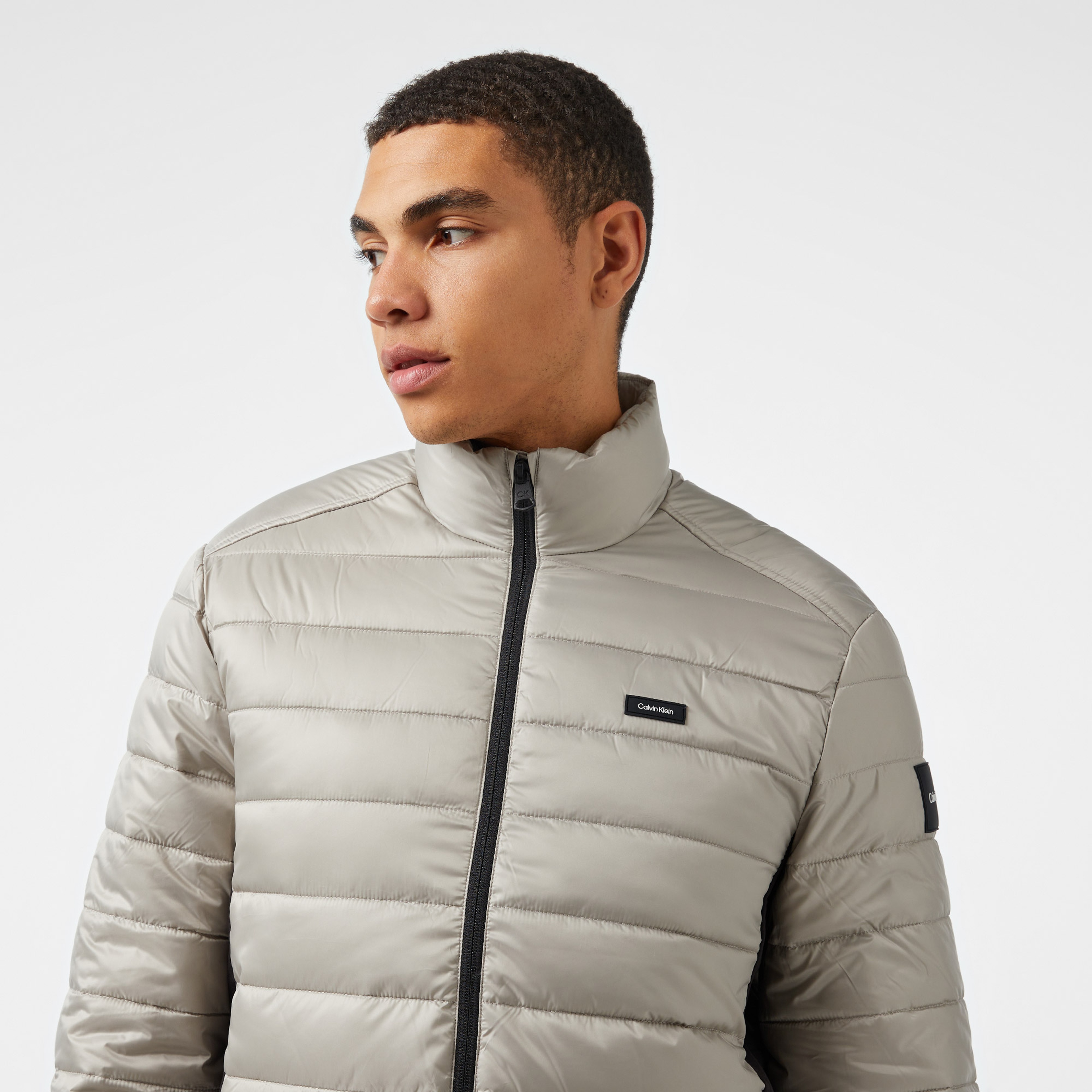 Calvin Klein Recycled Sıde Logo Erkek Gri Ceket