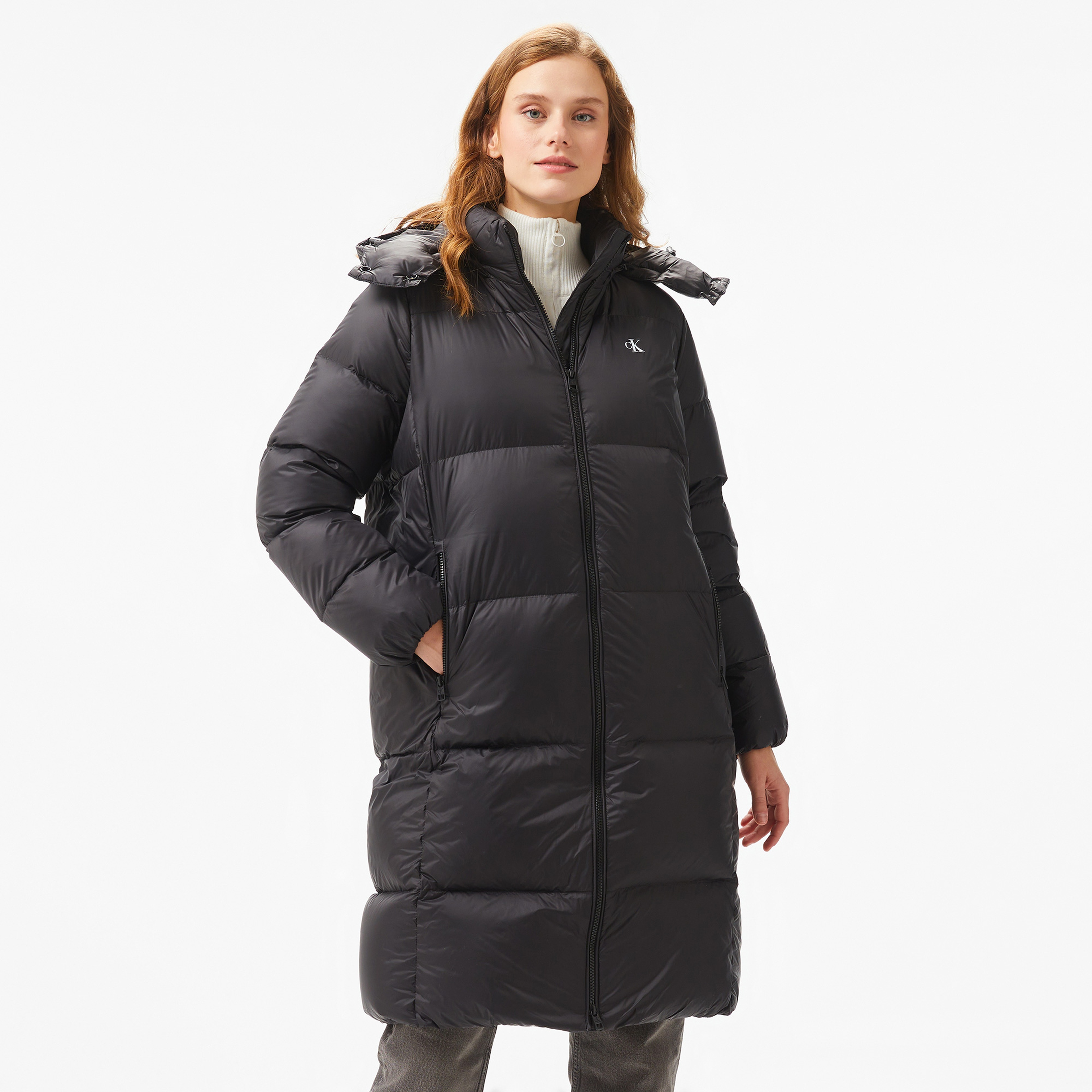 Calvin Klein Jeans Down Long Puffer Kadın Siyah Mont