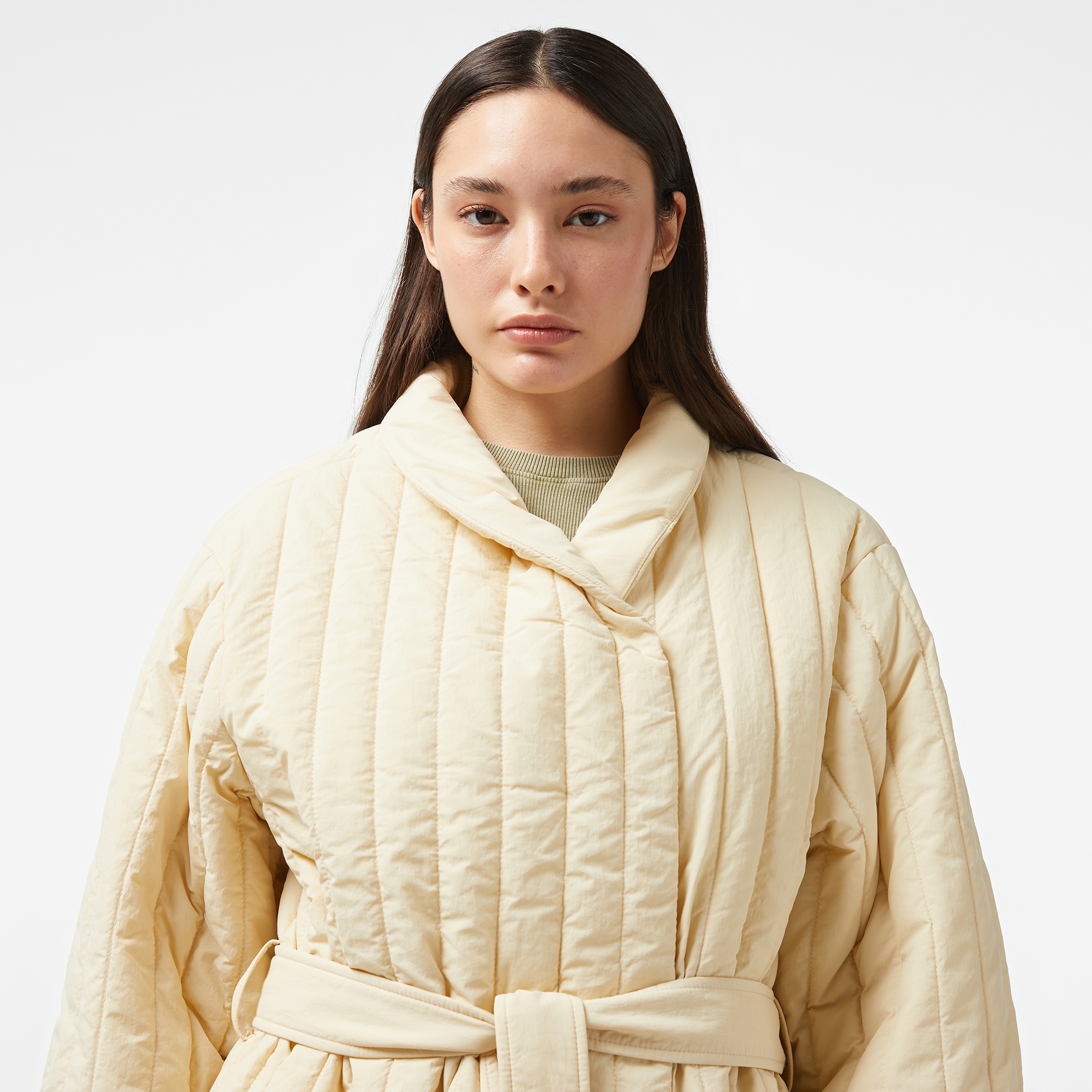 Calvin Klein Padded Vertıcal Quilt Kadın Gri Ceket