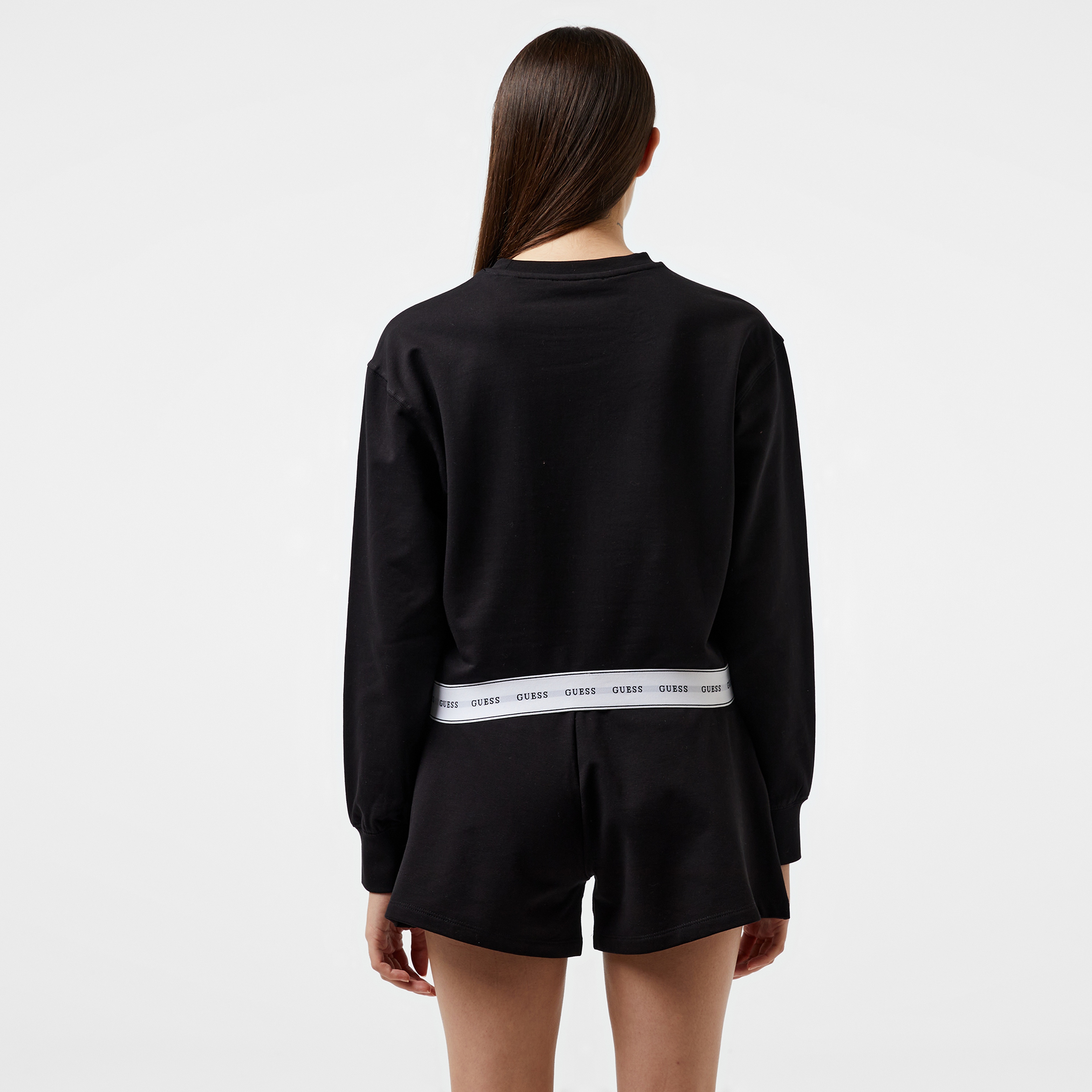 Guess Carrie Round Neck Org. Co Cozy Fleece 250 Kadın Siyah Pijama Üstü