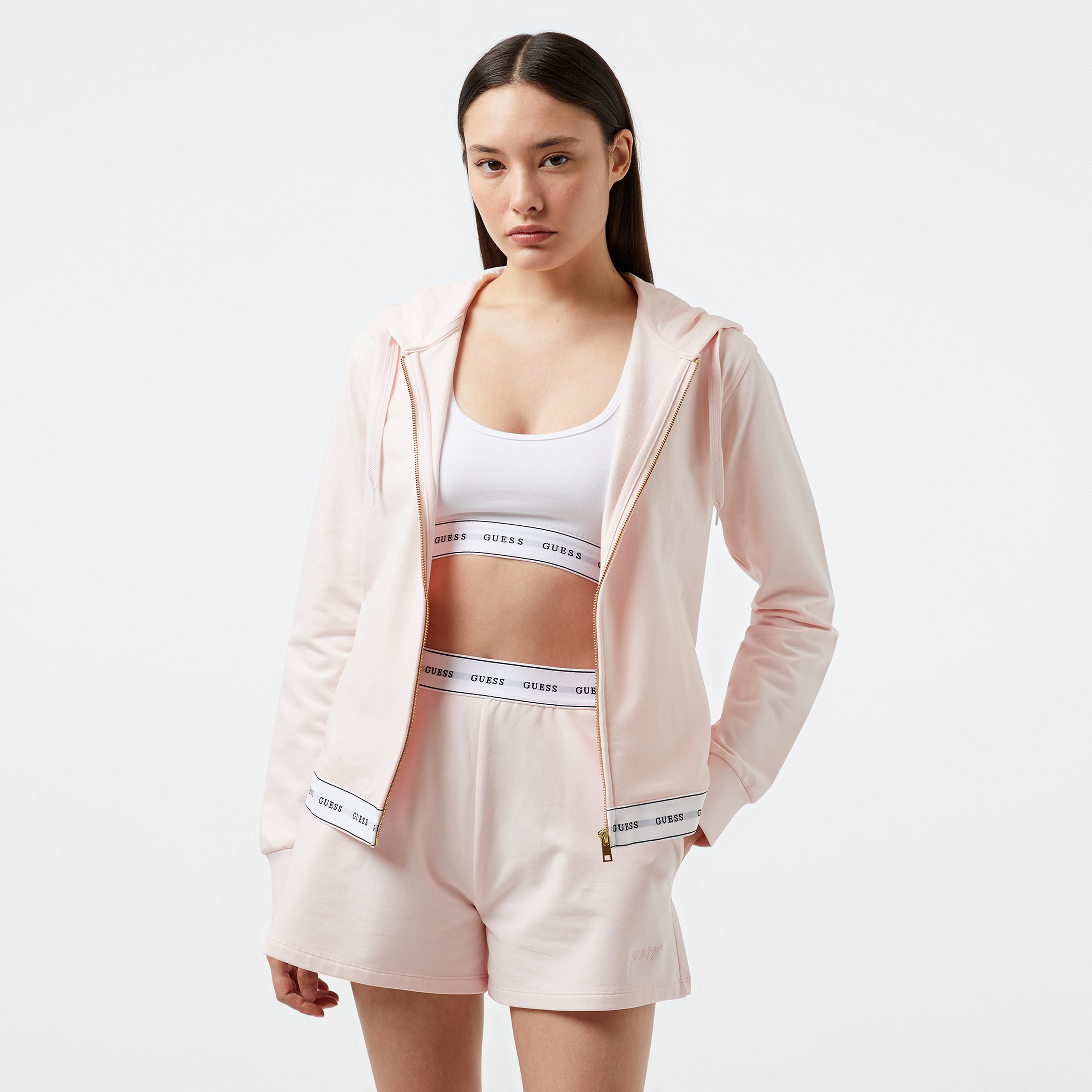 Guess Carrie Zip Org. Co Cozy Fleece 250 Kadın Pembe Pijama Üstü