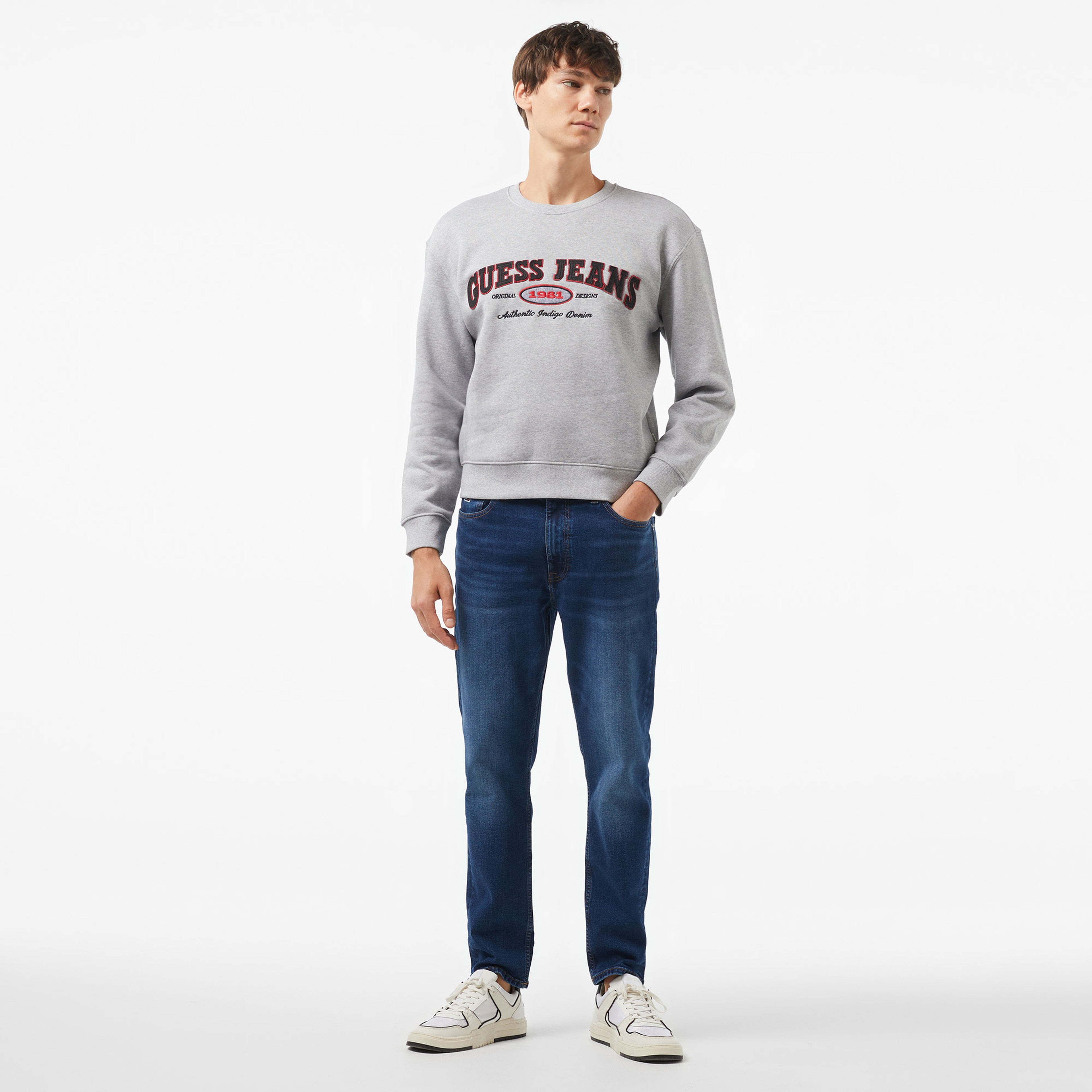 Guess Original Organic 365 Erkek Mavi Sweatshirt