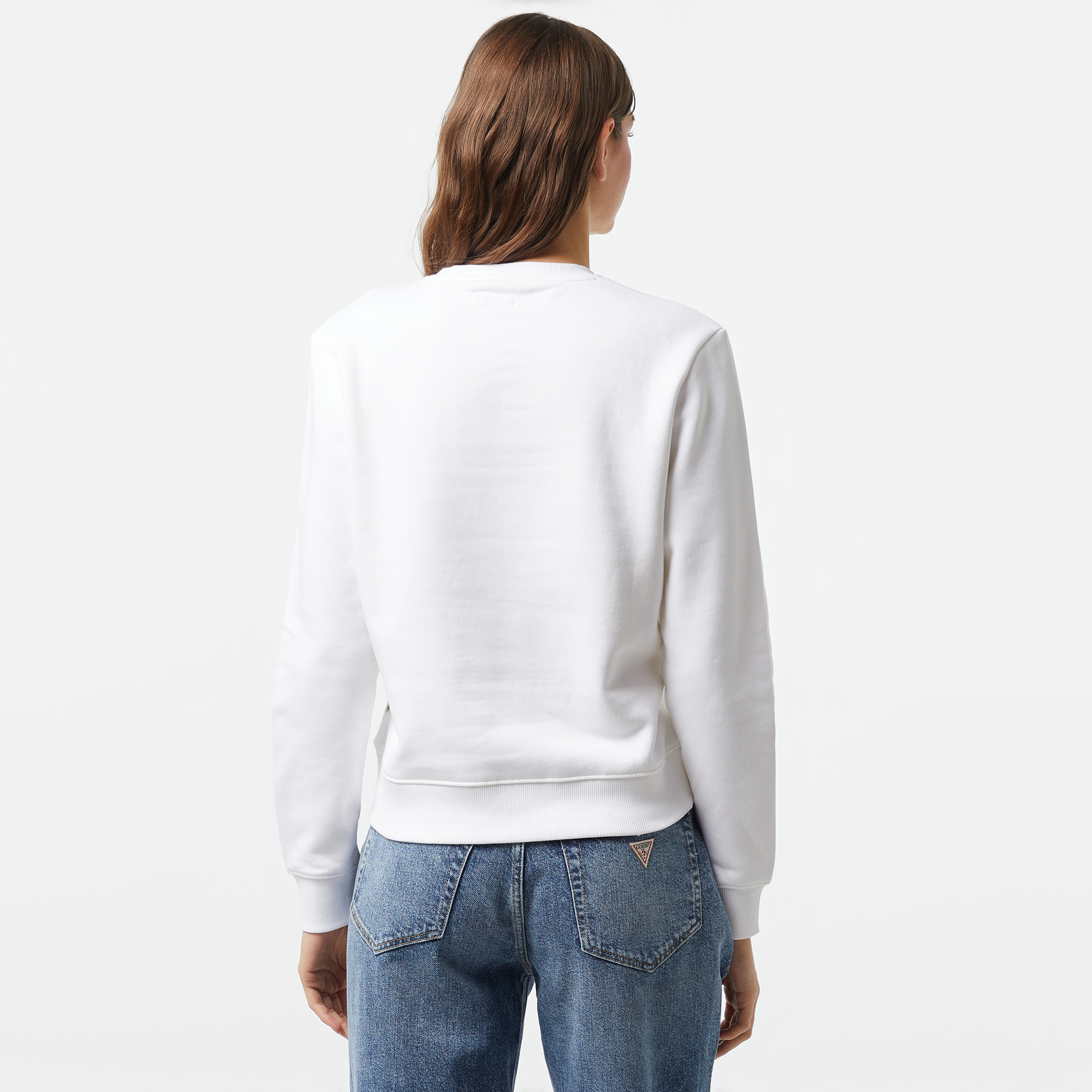 Guess Soft Fleece 350 Kadın Beyaz Sweatshirt