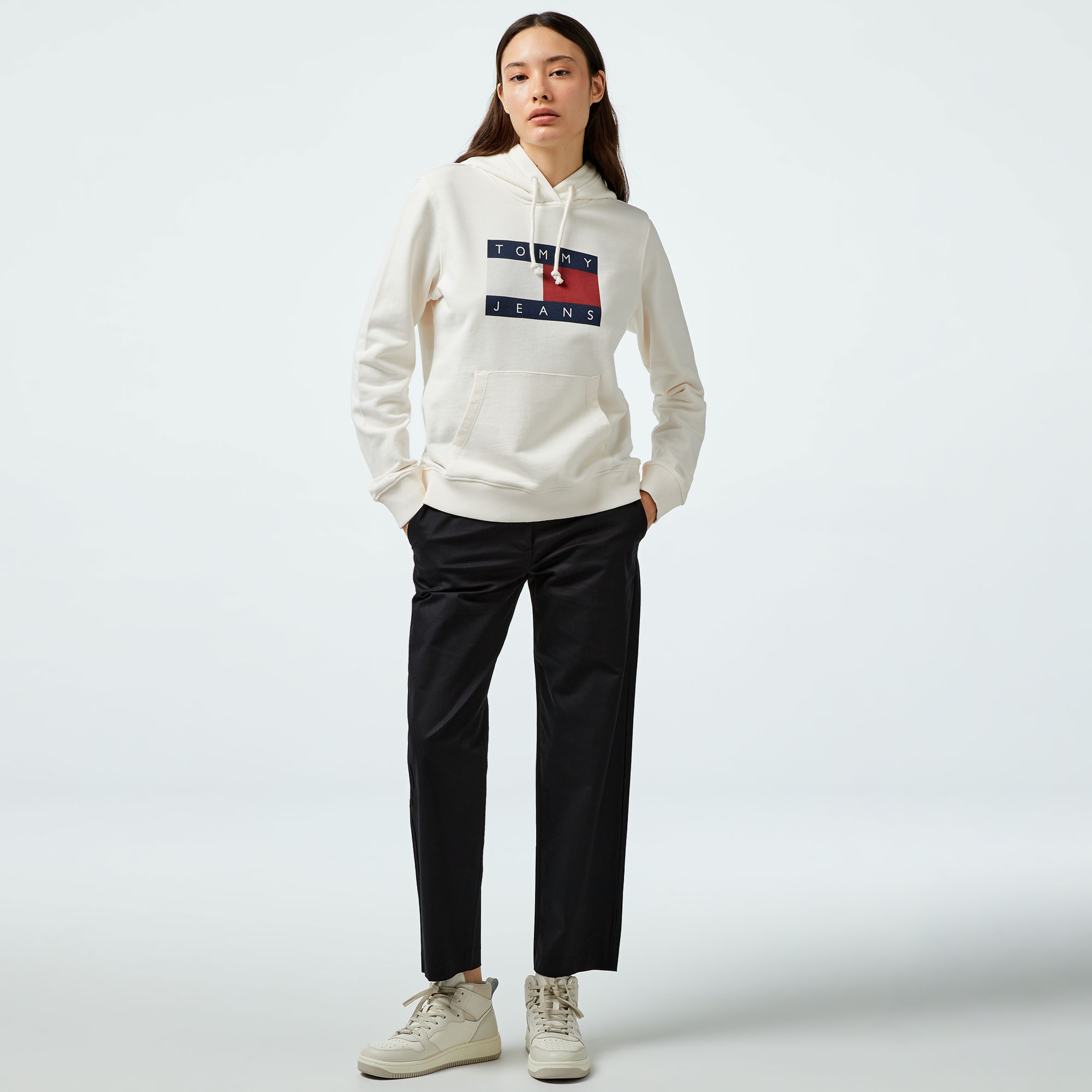 Tommy Hilfiger Slim Straight Kadın Siyah Chino Pantolon