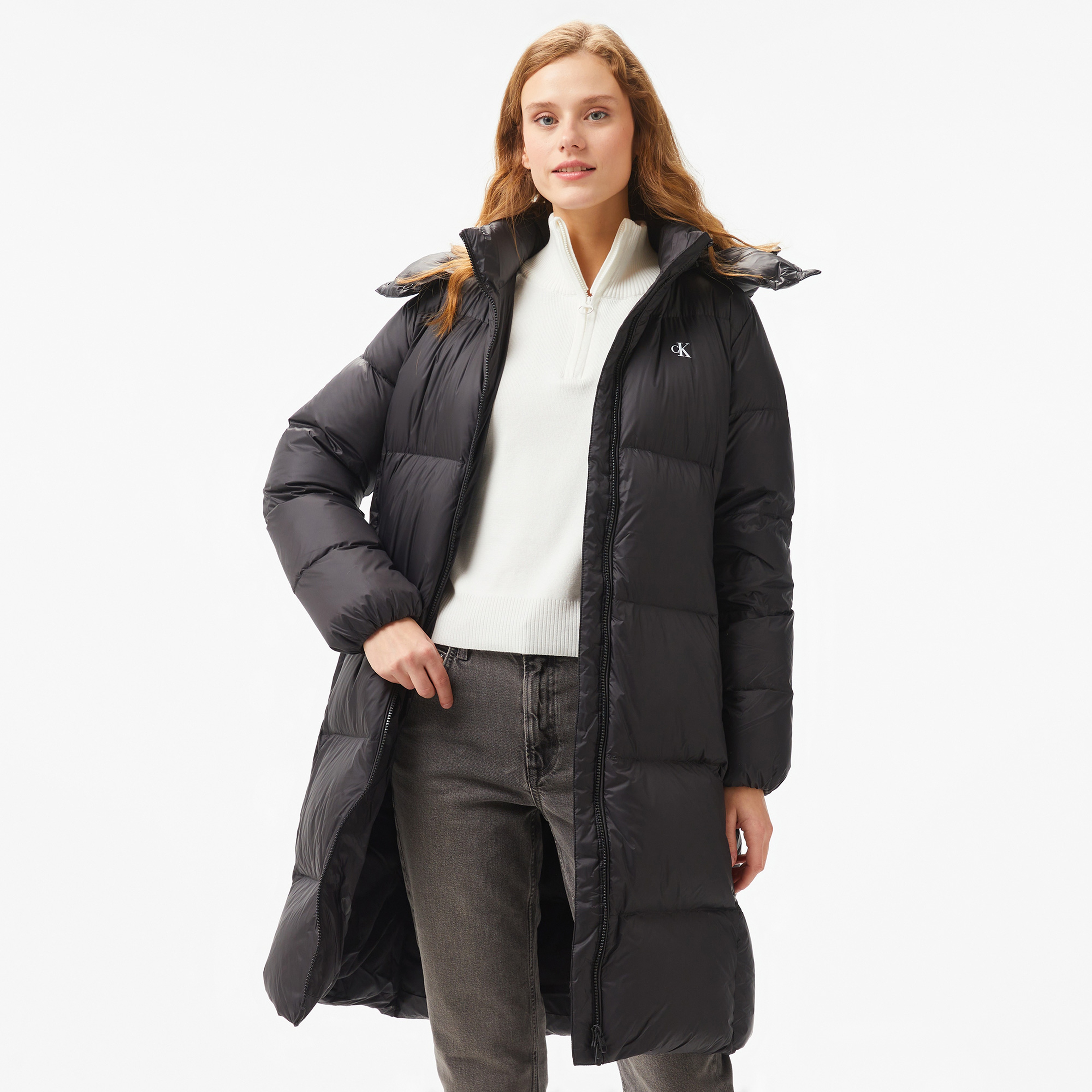 Calvin Klein Jeans Down Long Puffer Kadın Siyah Mont