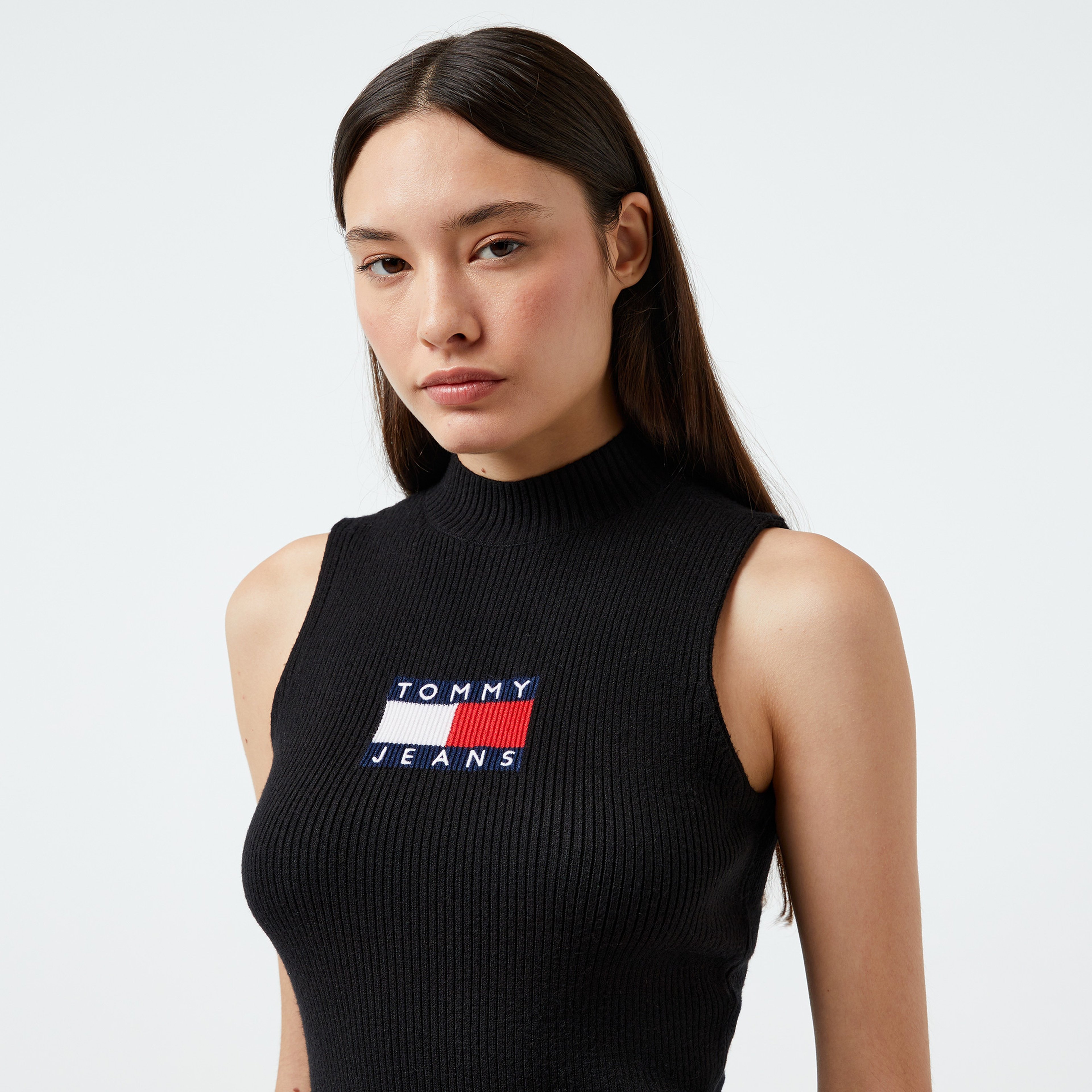 Tommy Hilfiger Jeans Center Flag Kadın Siyah Elbise