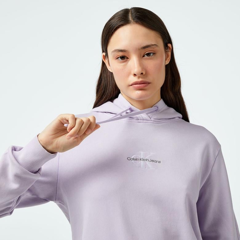 Calvin Klein Jeans Washed Monologo Regular Kadın Mor Hoodie