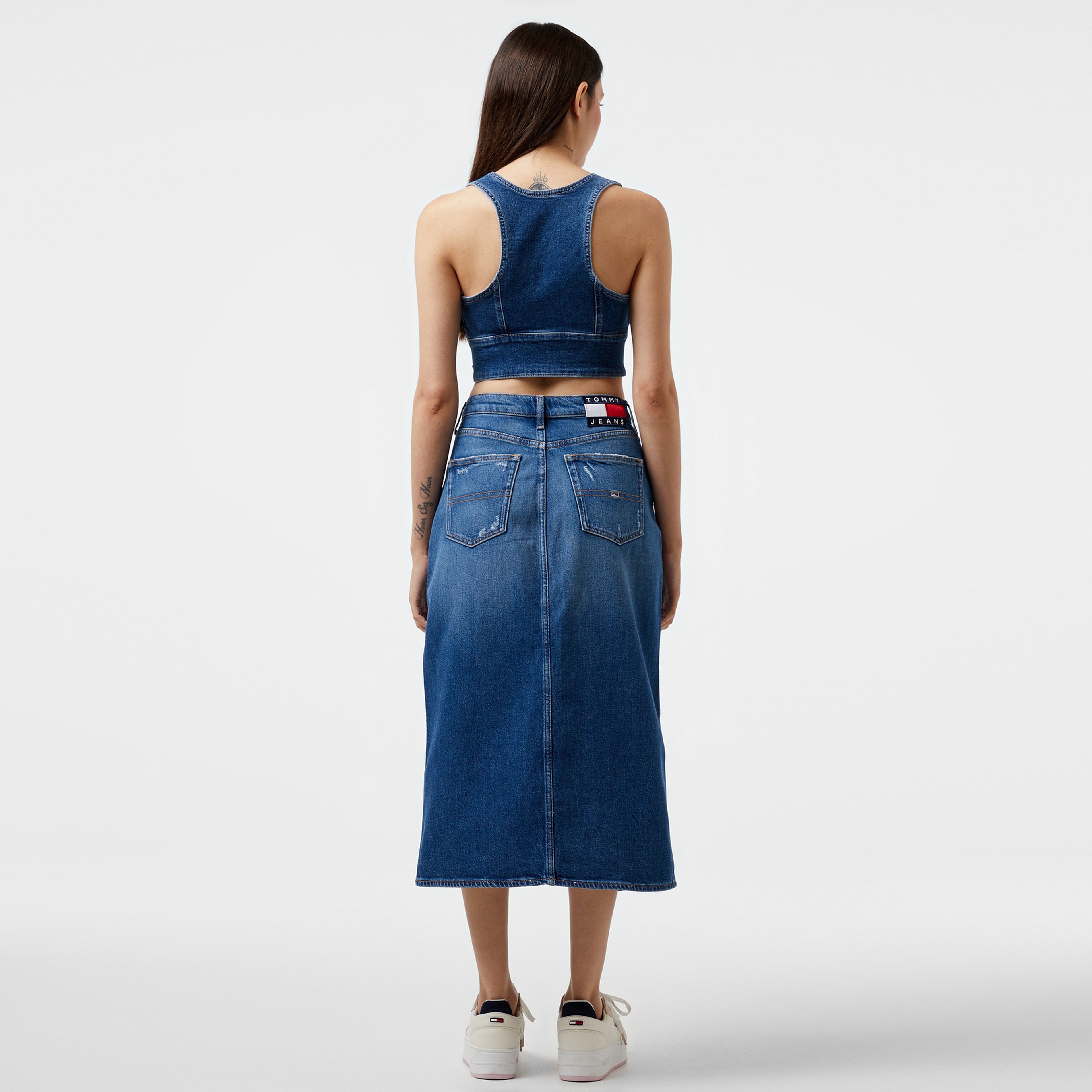 Tommy Hilfiger Jeans Claire Hgh Midi Kadın Mavi Etek