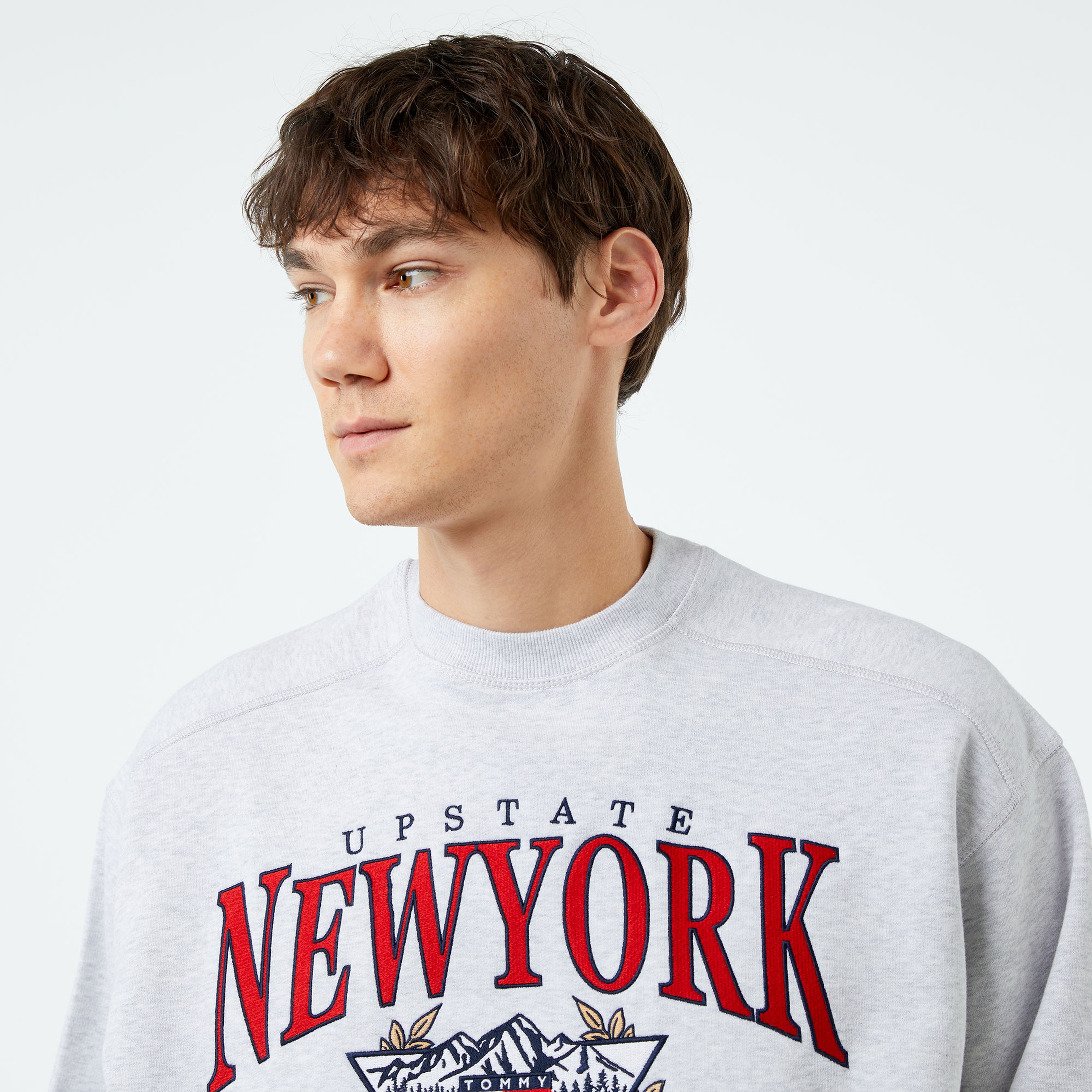 Tommy Hilfiger Jeans Bxy Vintage Cneck Erkek Gri Sweatshirt