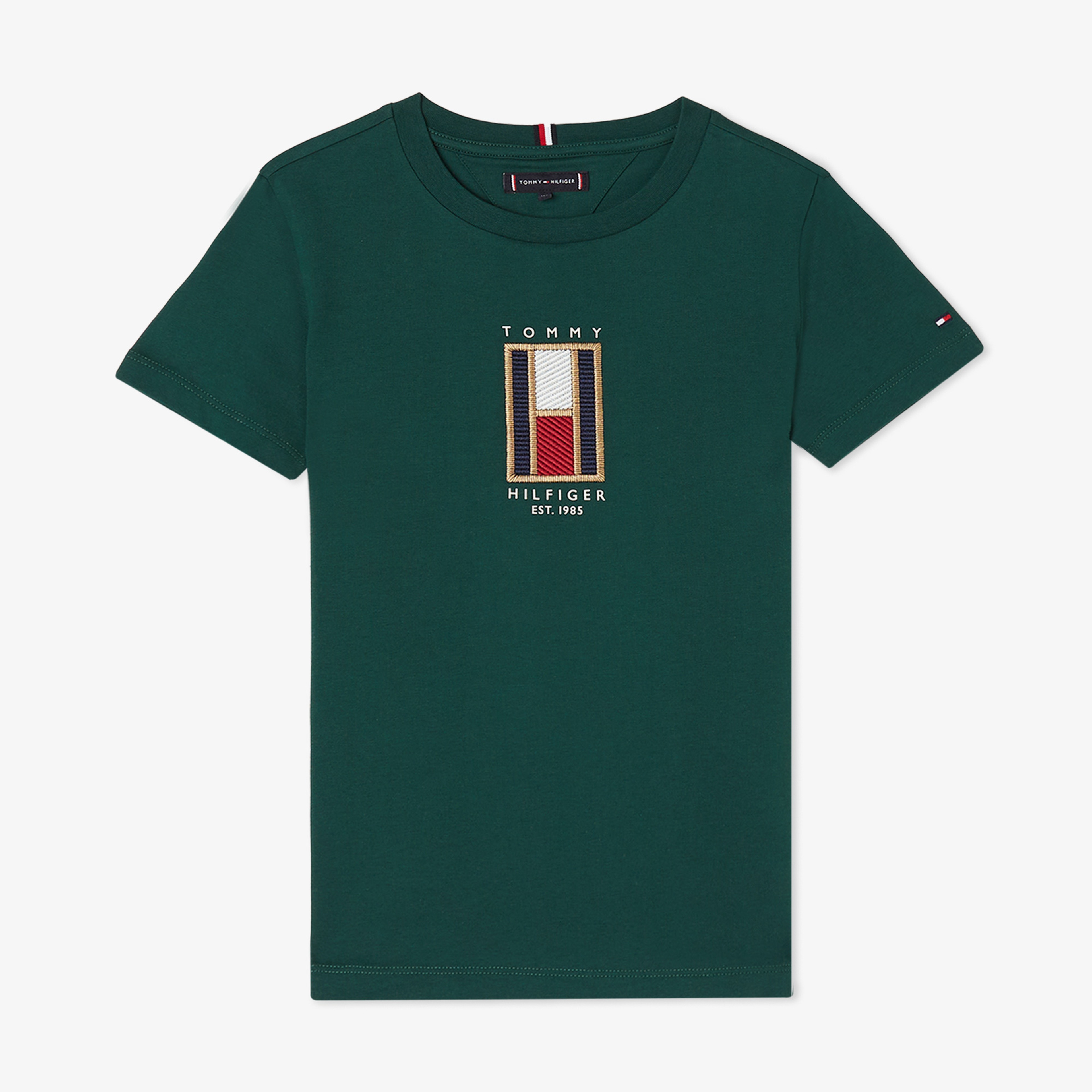Tommy Hilfiger Flag Embroıdered Çocuk Yeşil T-Shirt