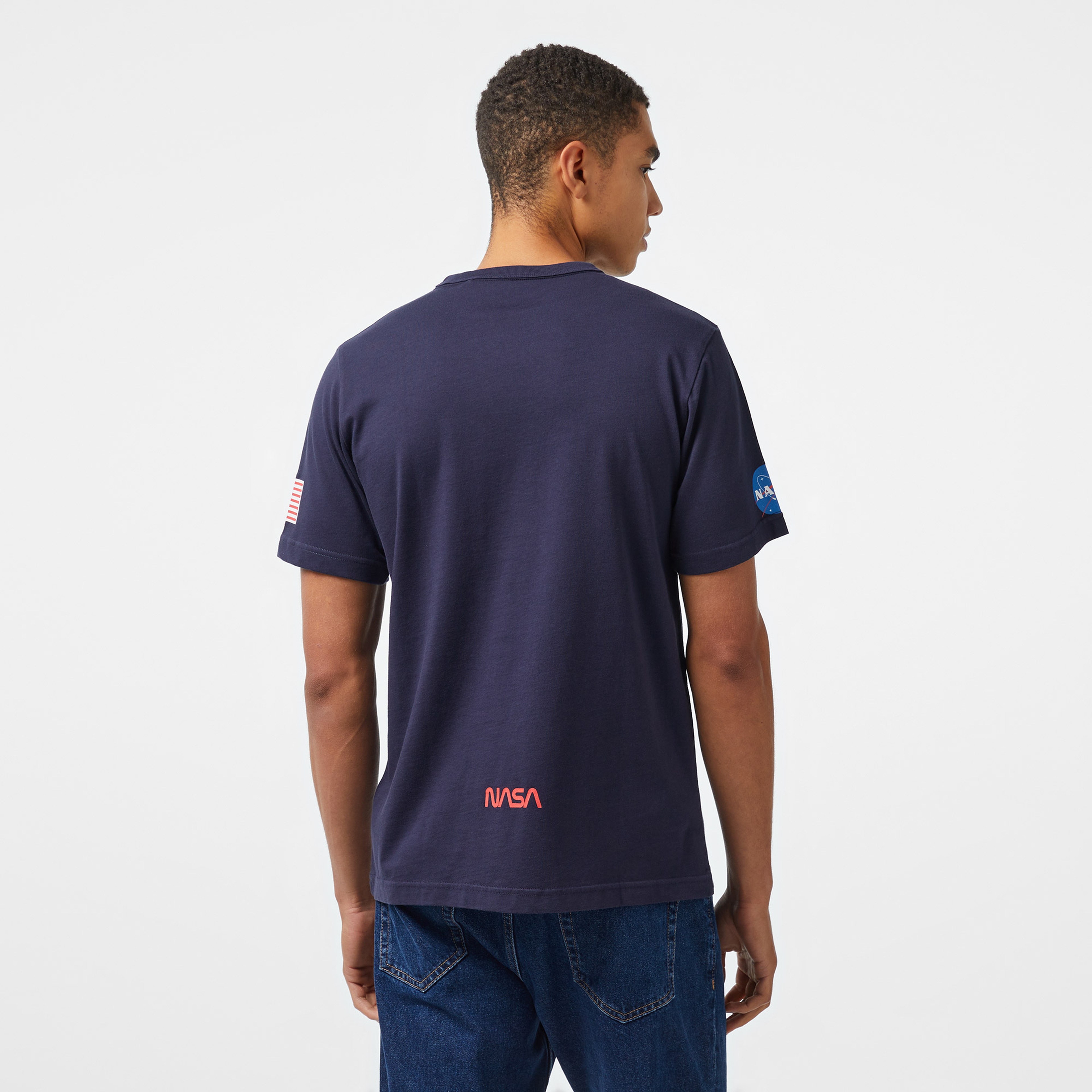 Alpha Industries Nasa Worm Logo Unisex Mavi T-Shirt