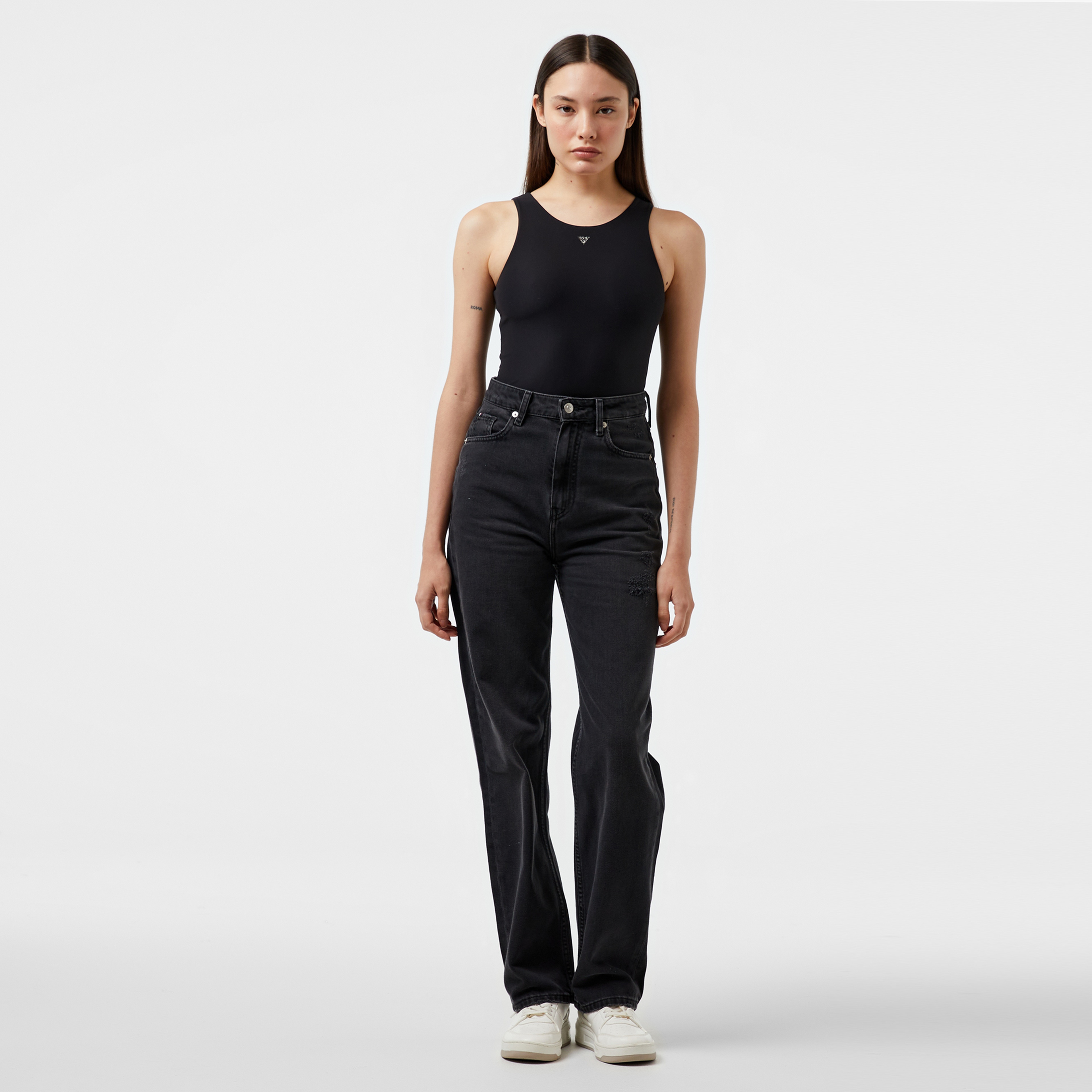 Guess Kim Body Second Skin Xstr Jersey Kadın Siyah T-Shirt