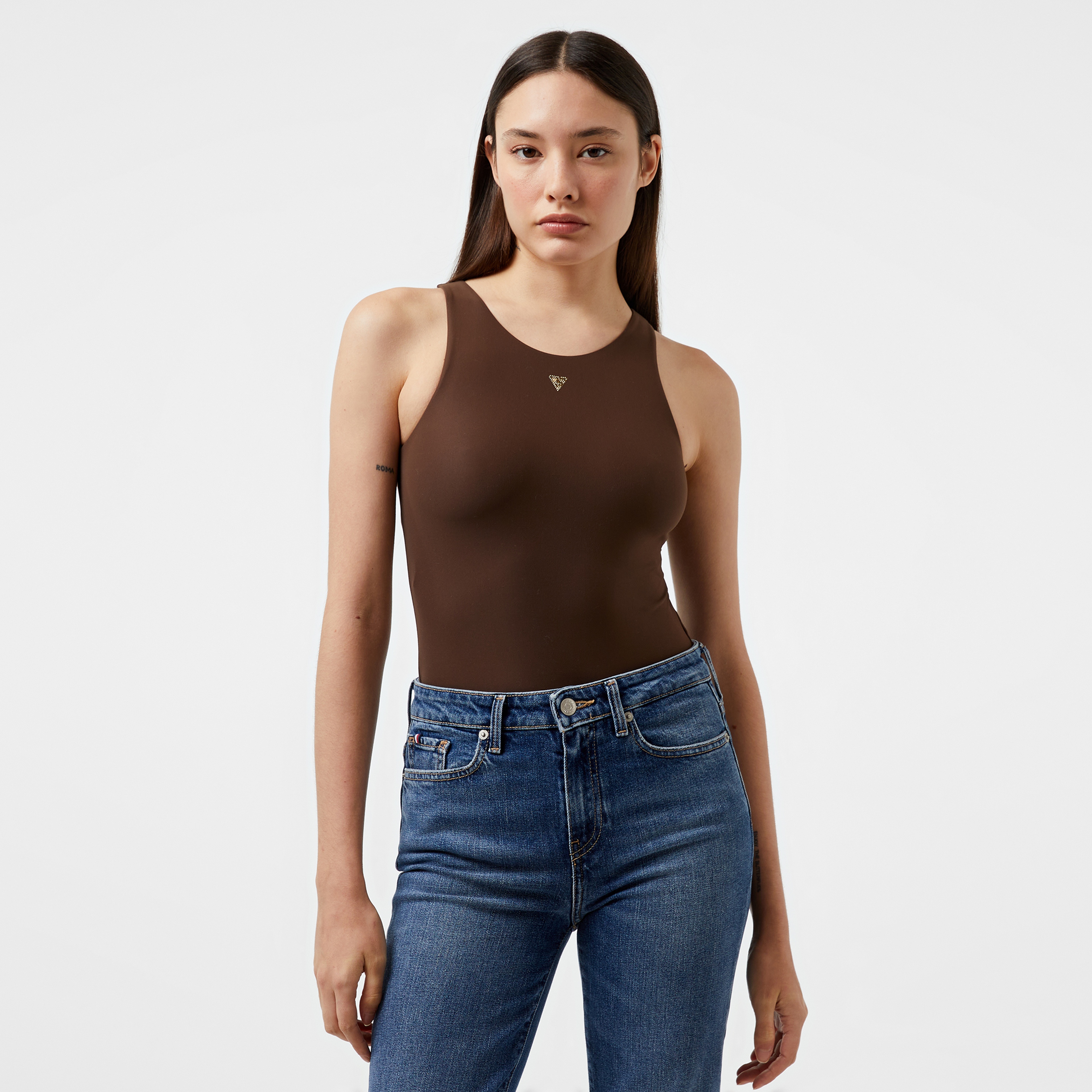 Guess Kim Second Skin Xstr Jersey Kadın Kahverengi T-Shirt
