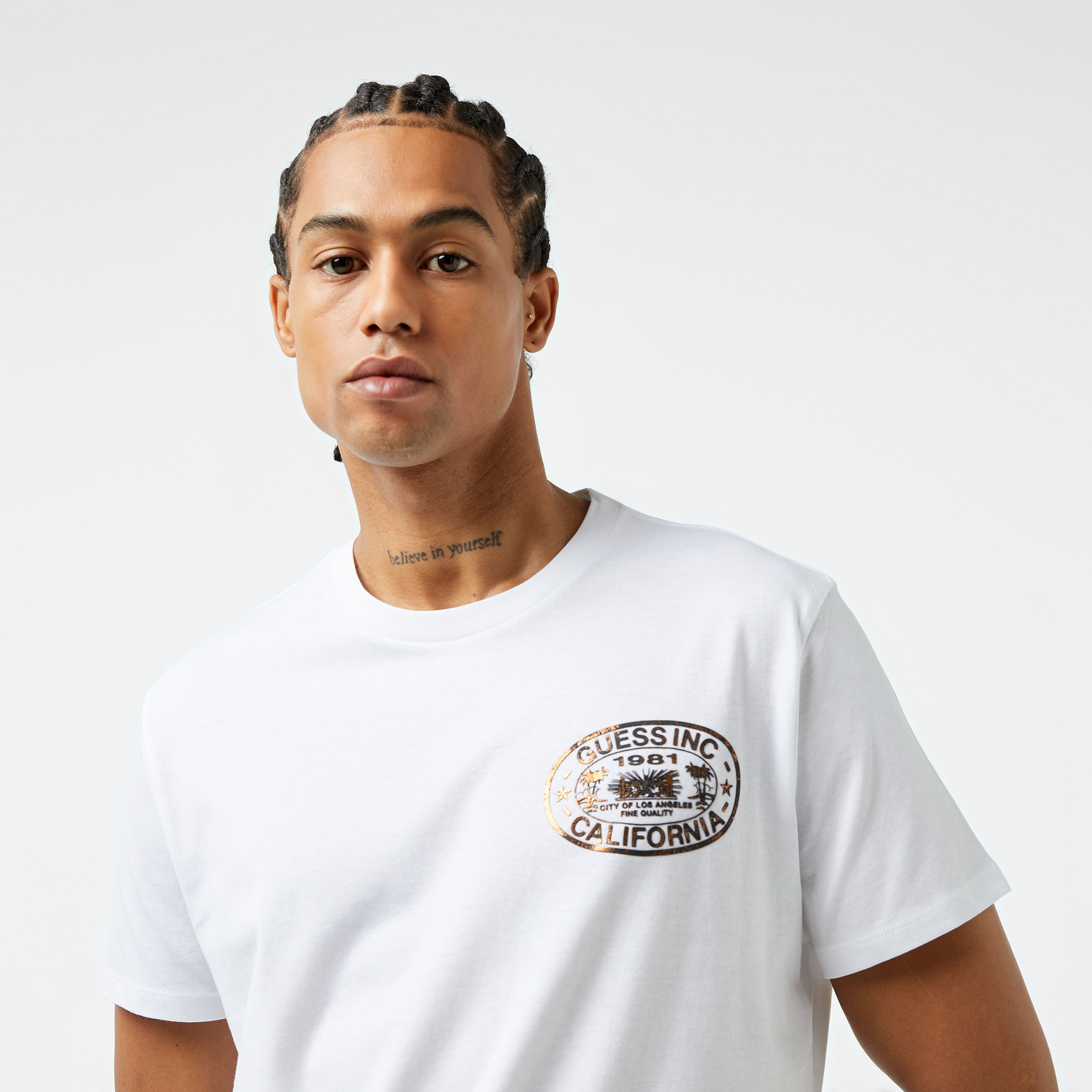 Guess Basic City Of Ange Single Jersey 140 Erkek Beyaz T-Shirt