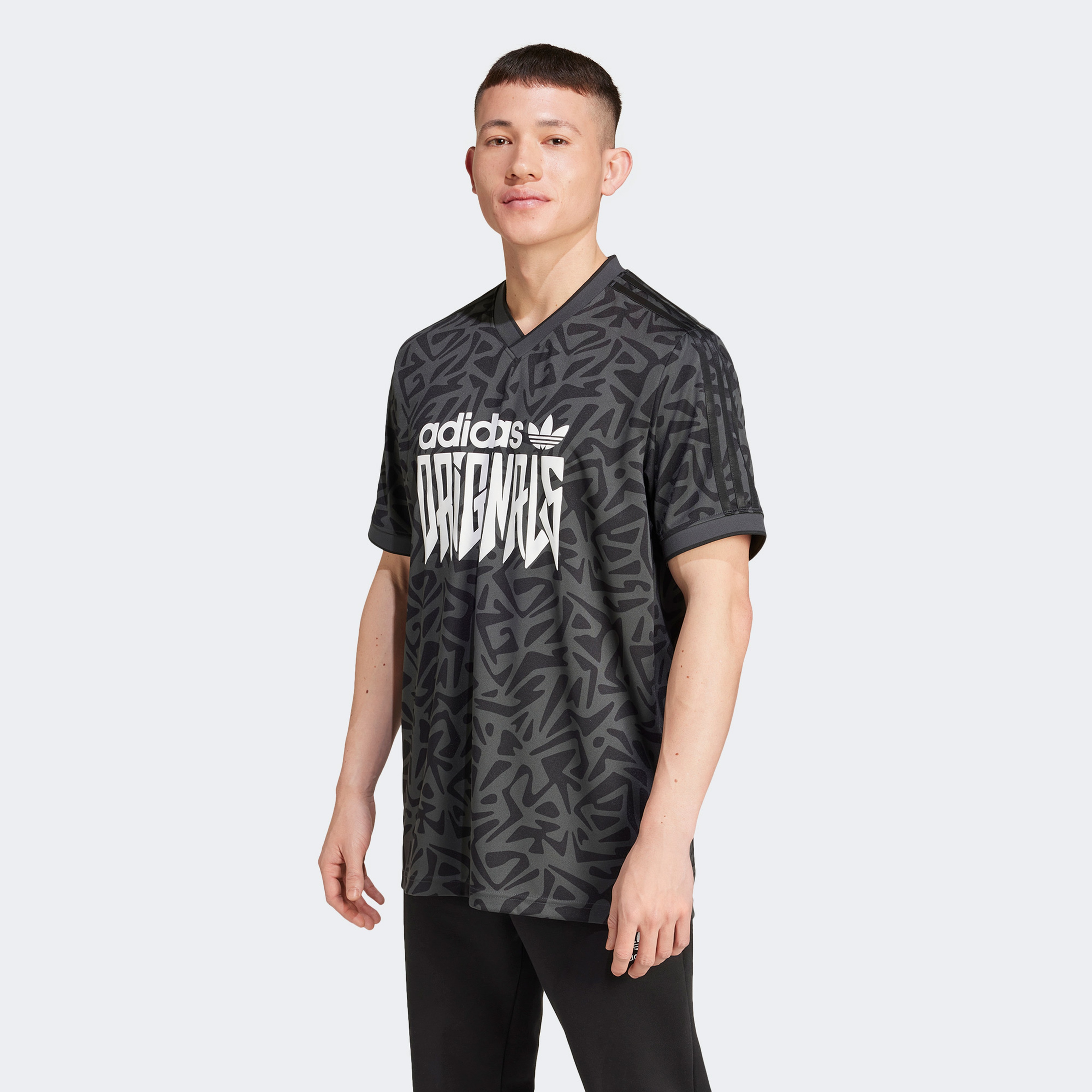 adidas Allover Print Jersey Erkek Gri T-Shirt