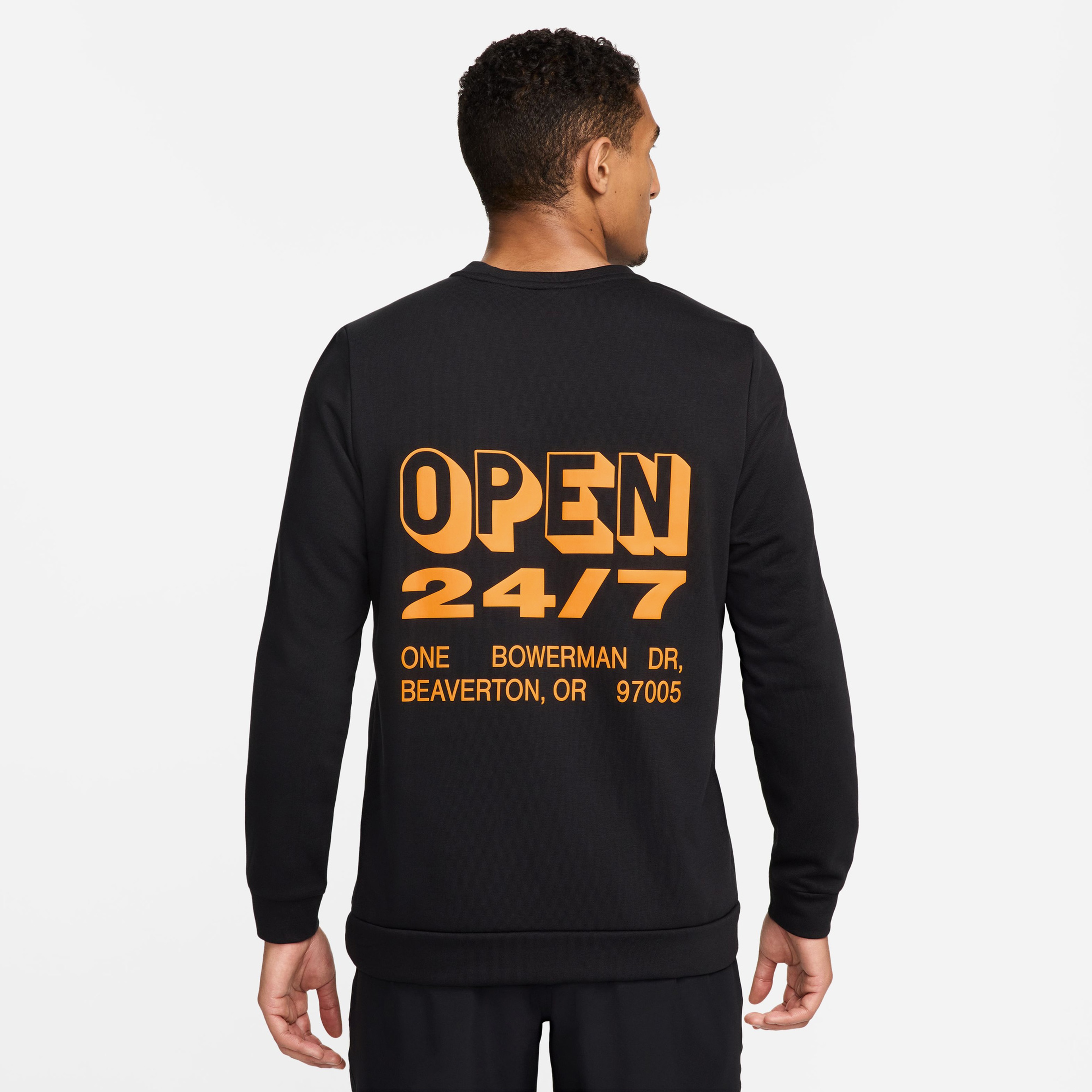 Nike Dri-Fit Crew Fleece Erkek Siyah Uzun Kollu T-Shirt
