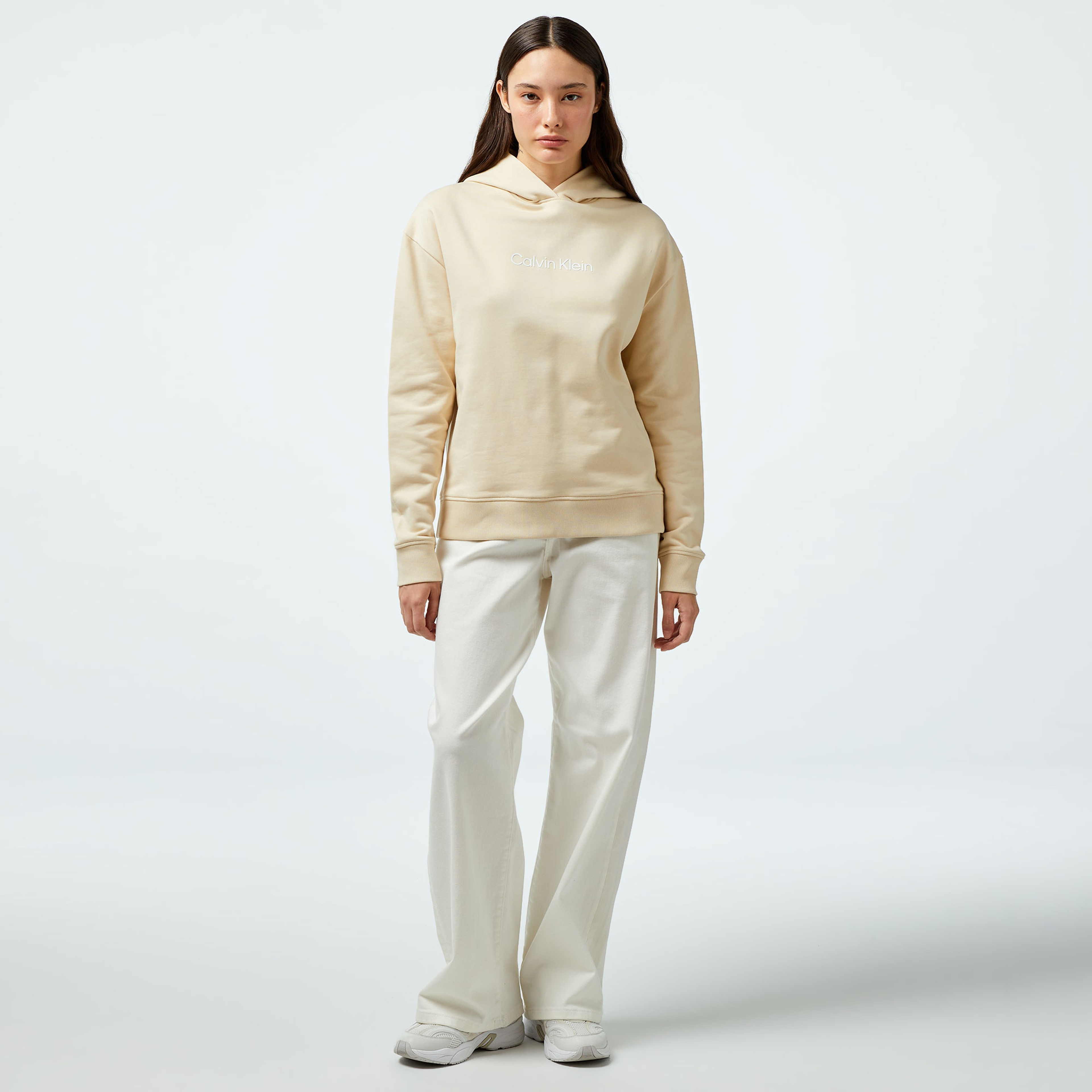 Calvin Klein Hero Logo Kadın Gri Hoodie