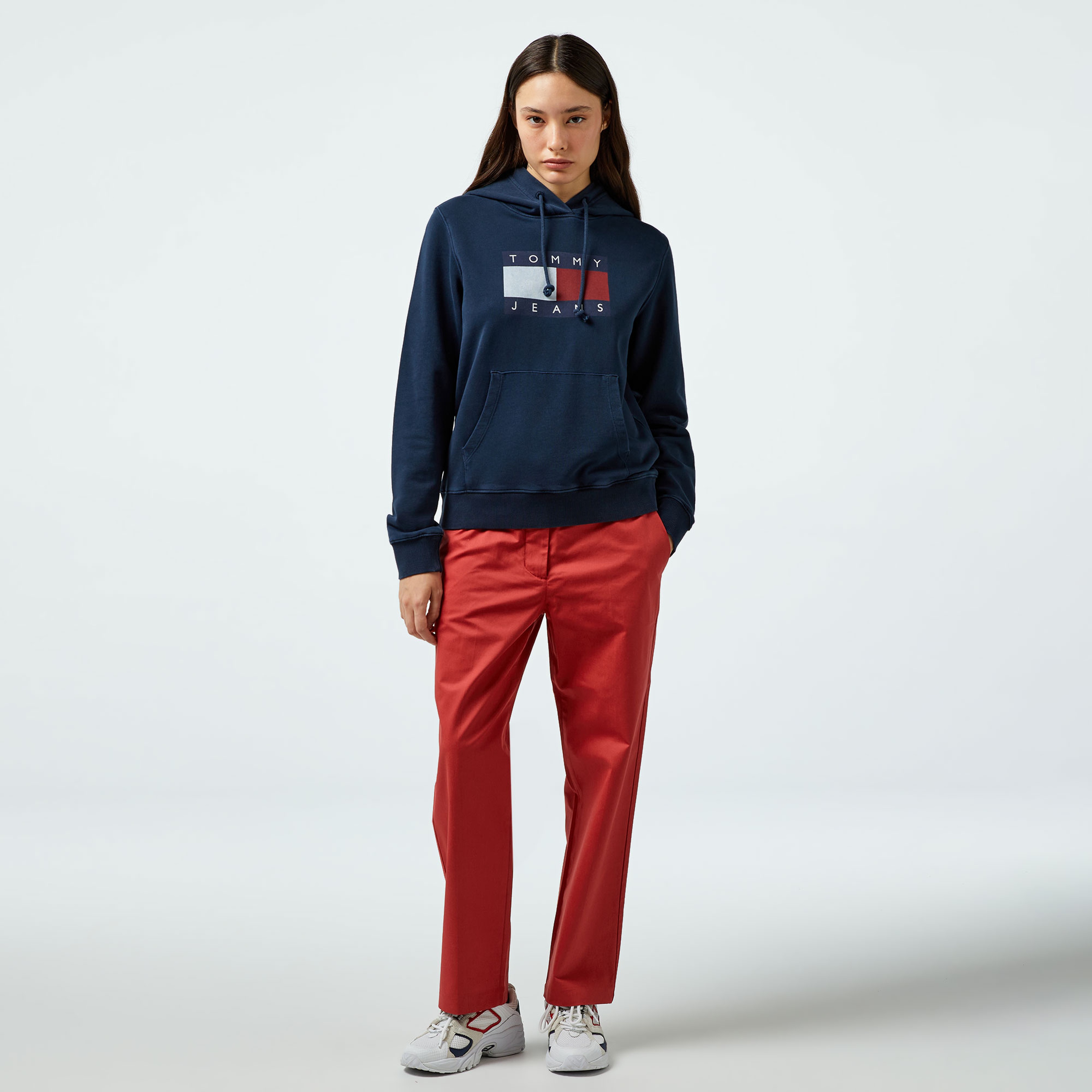 Tommy Hilfiger Slim Straight Kadın Kırmızı Chino Pantolon