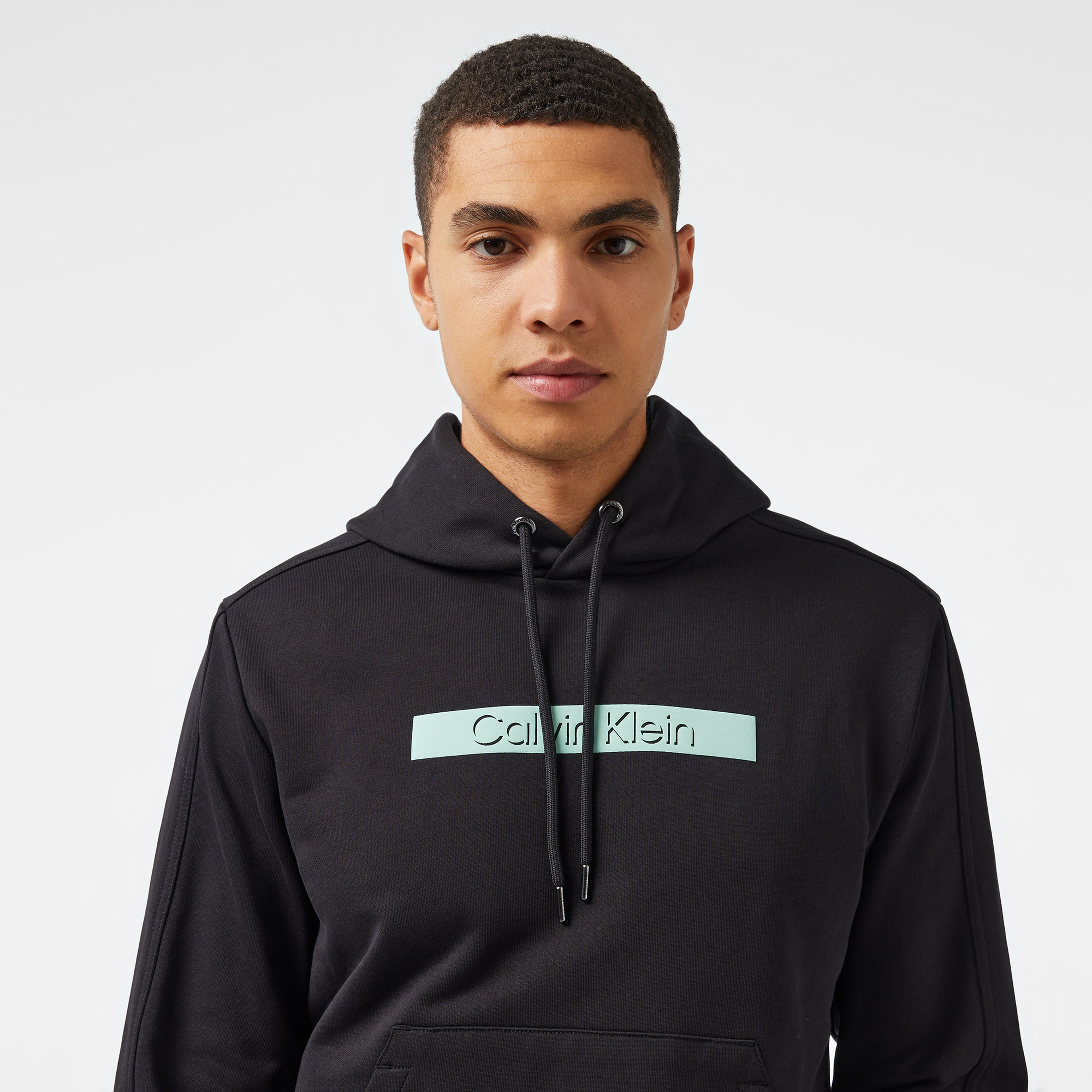 Calvin Klein Cut Out Shadow Logo Erkek Siyah Hoodie