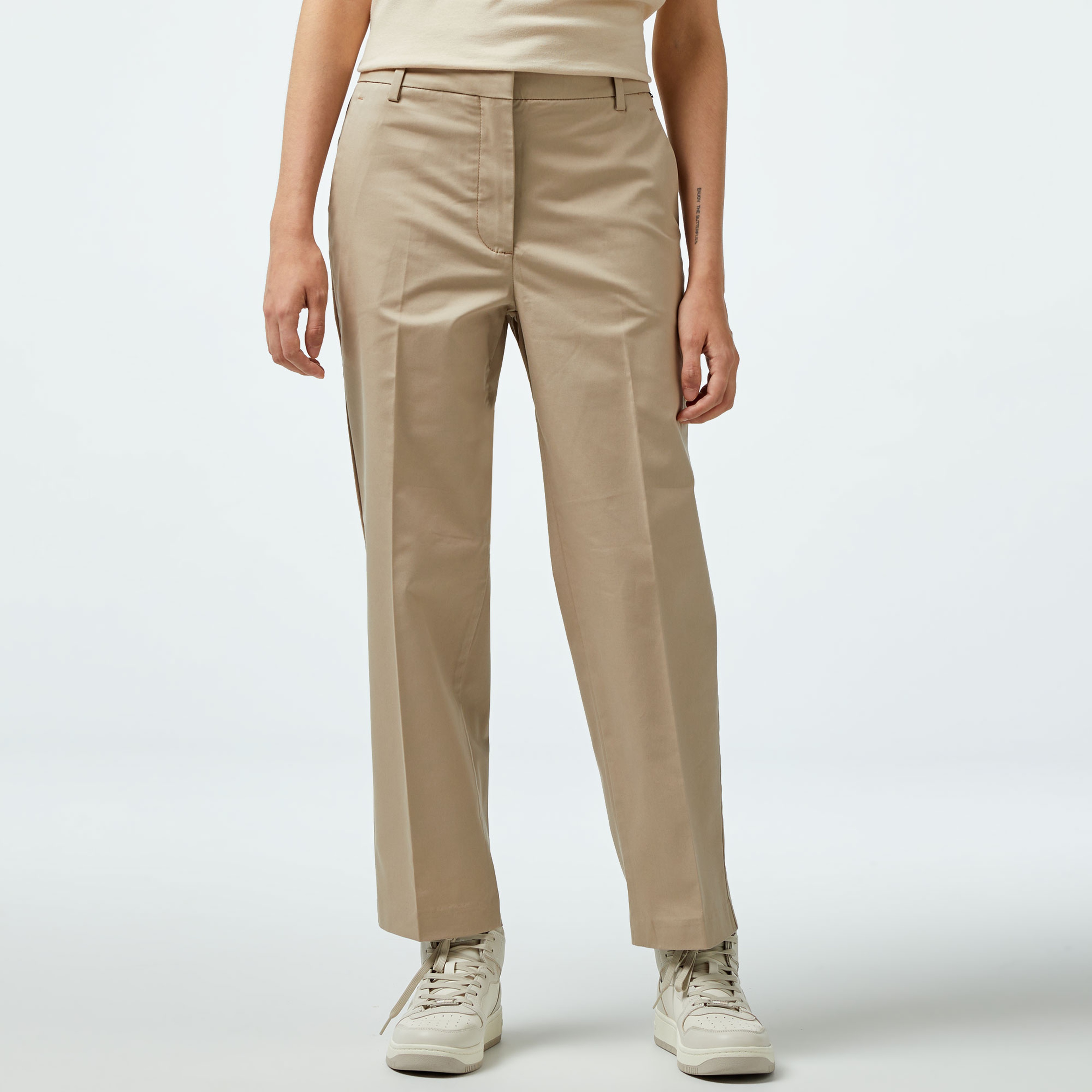 Tommy Hilfiger Slim Straight Kadın Bej Chino Pantolon