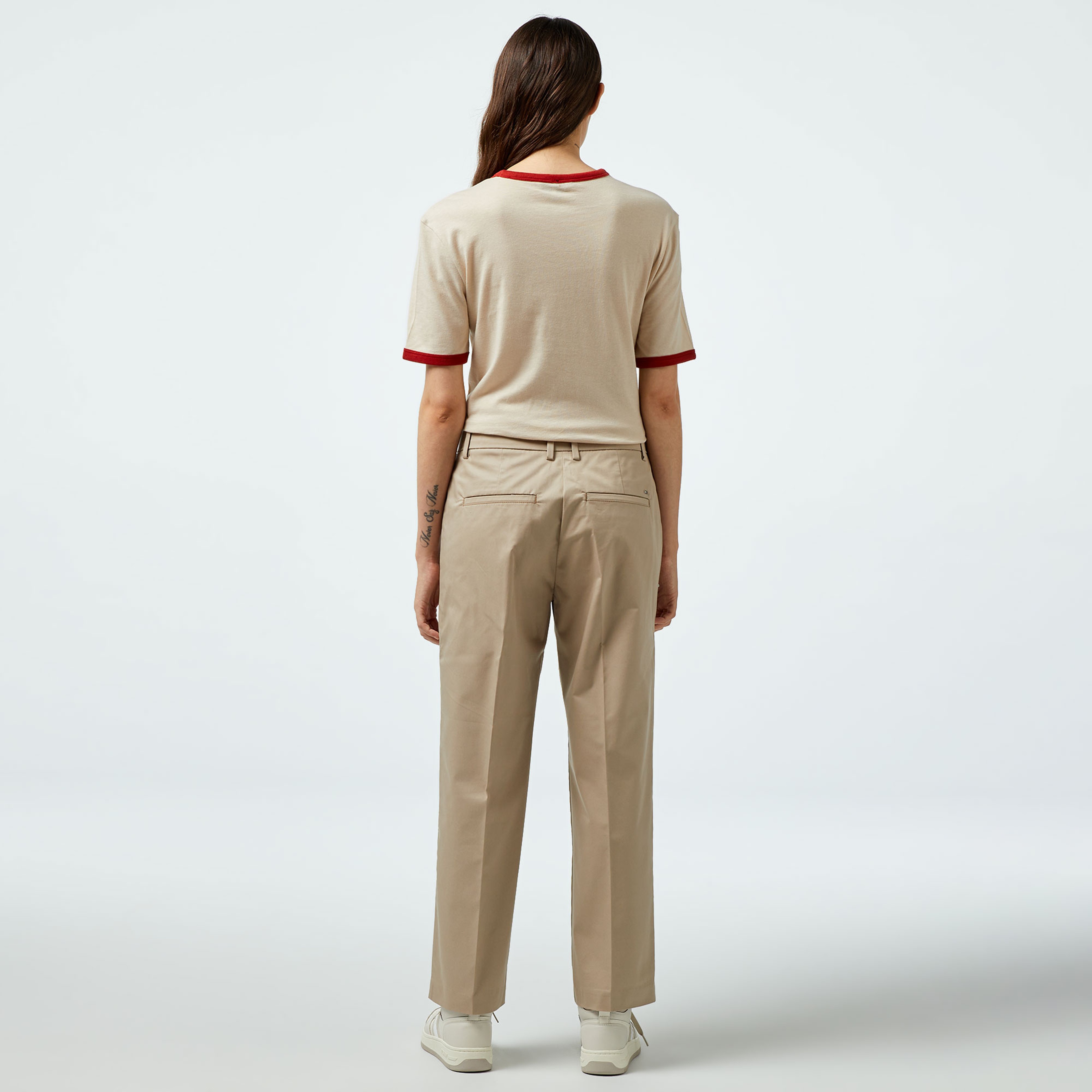 Tommy Hilfiger Slim Straight Kadın Bej Chino Pantolon