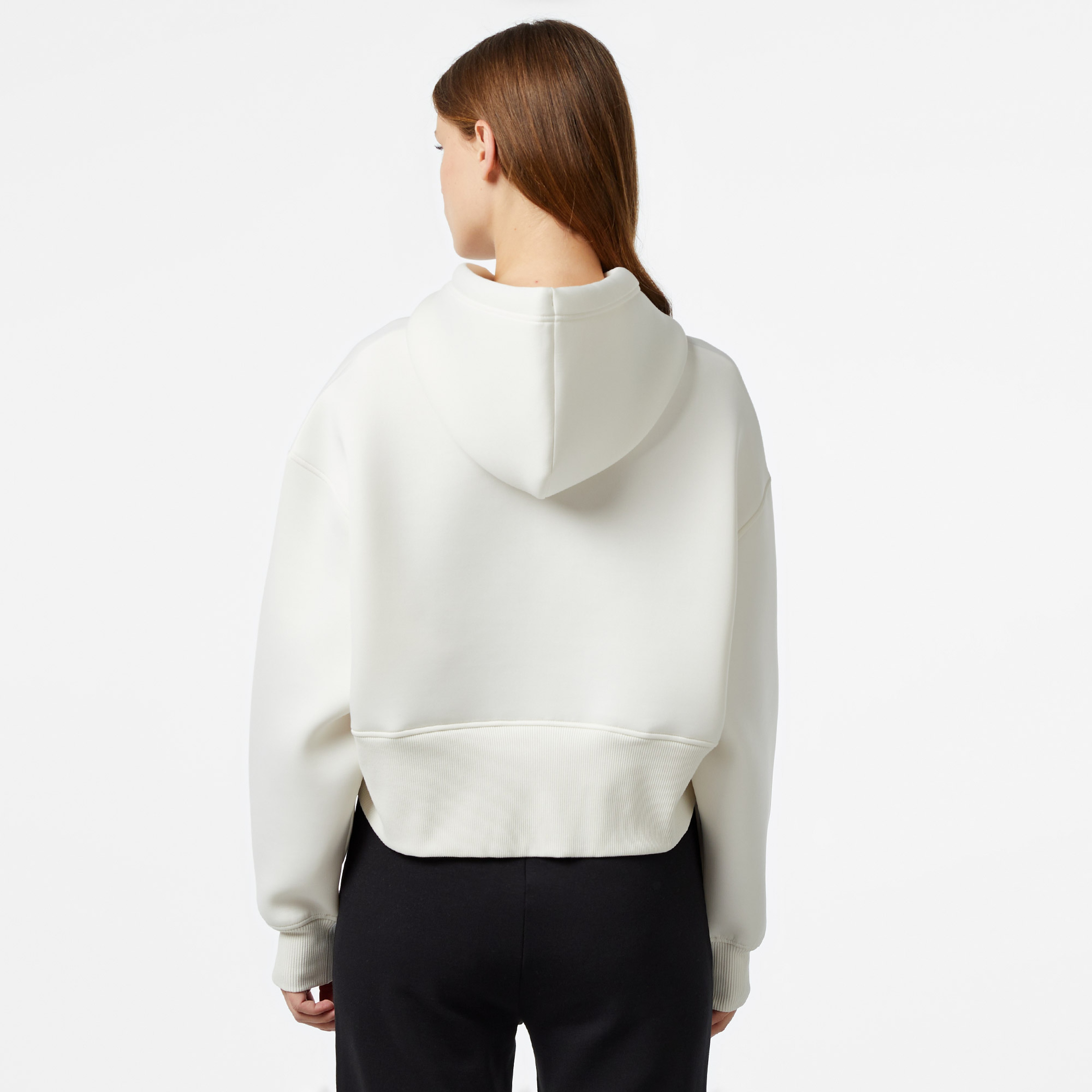 Calvin Klein Jeans Scuba Premium Monologo Kadın Beyaz Hoodie