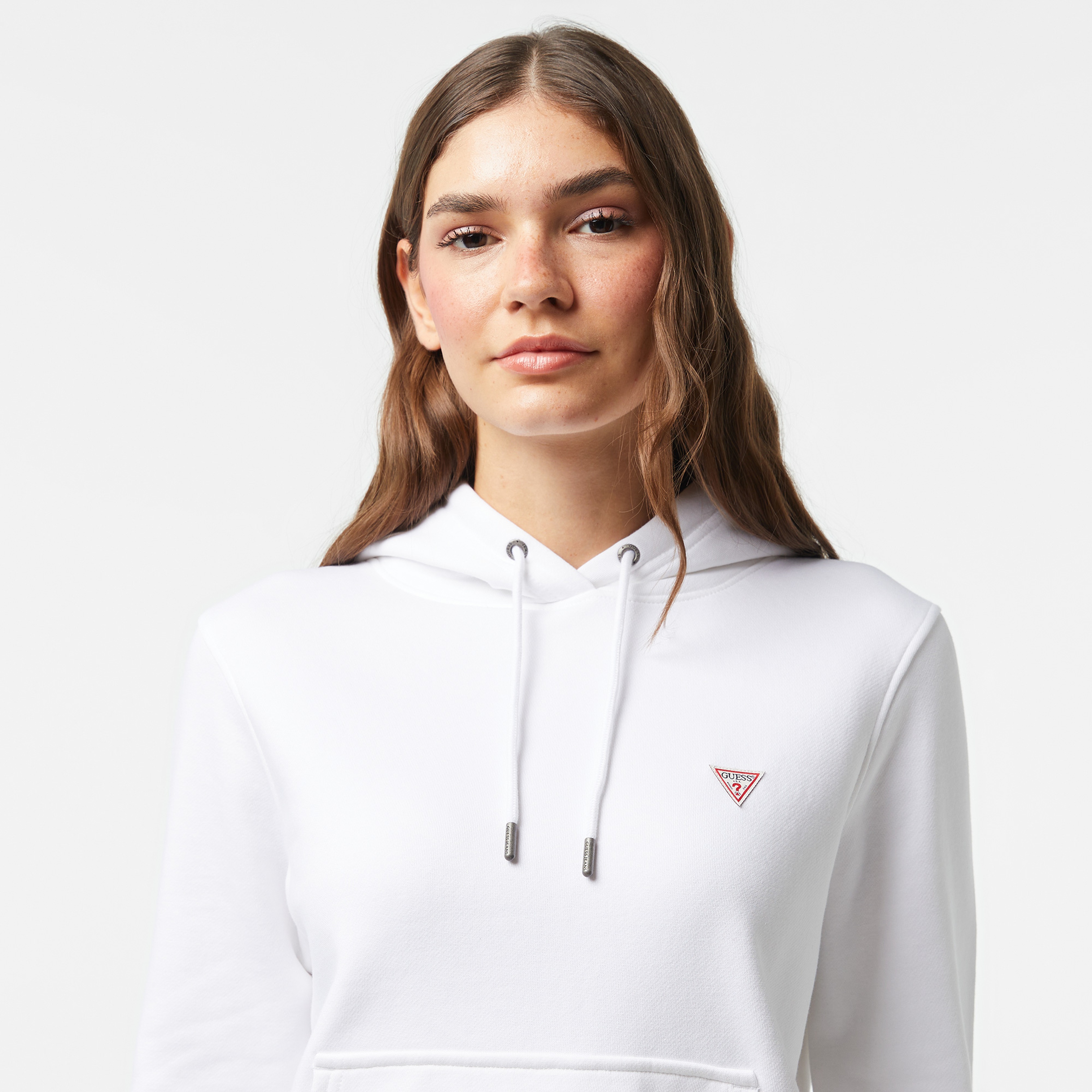 Guess Mini Organic Soft Fleece 350 Kadın Beyaz Sweatshirt