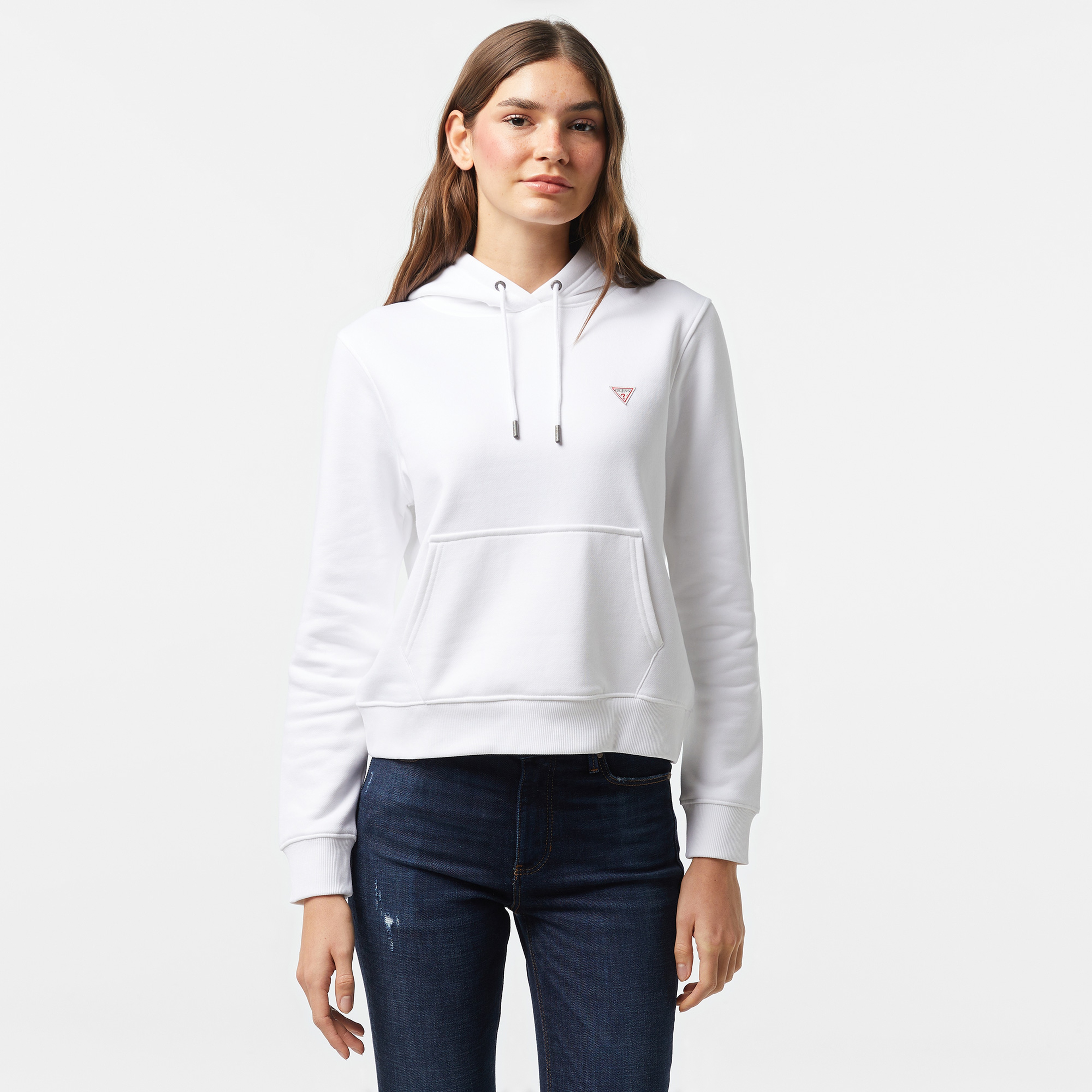 Guess Mini Organic Soft Fleece 350 Kadın Beyaz Sweatshirt