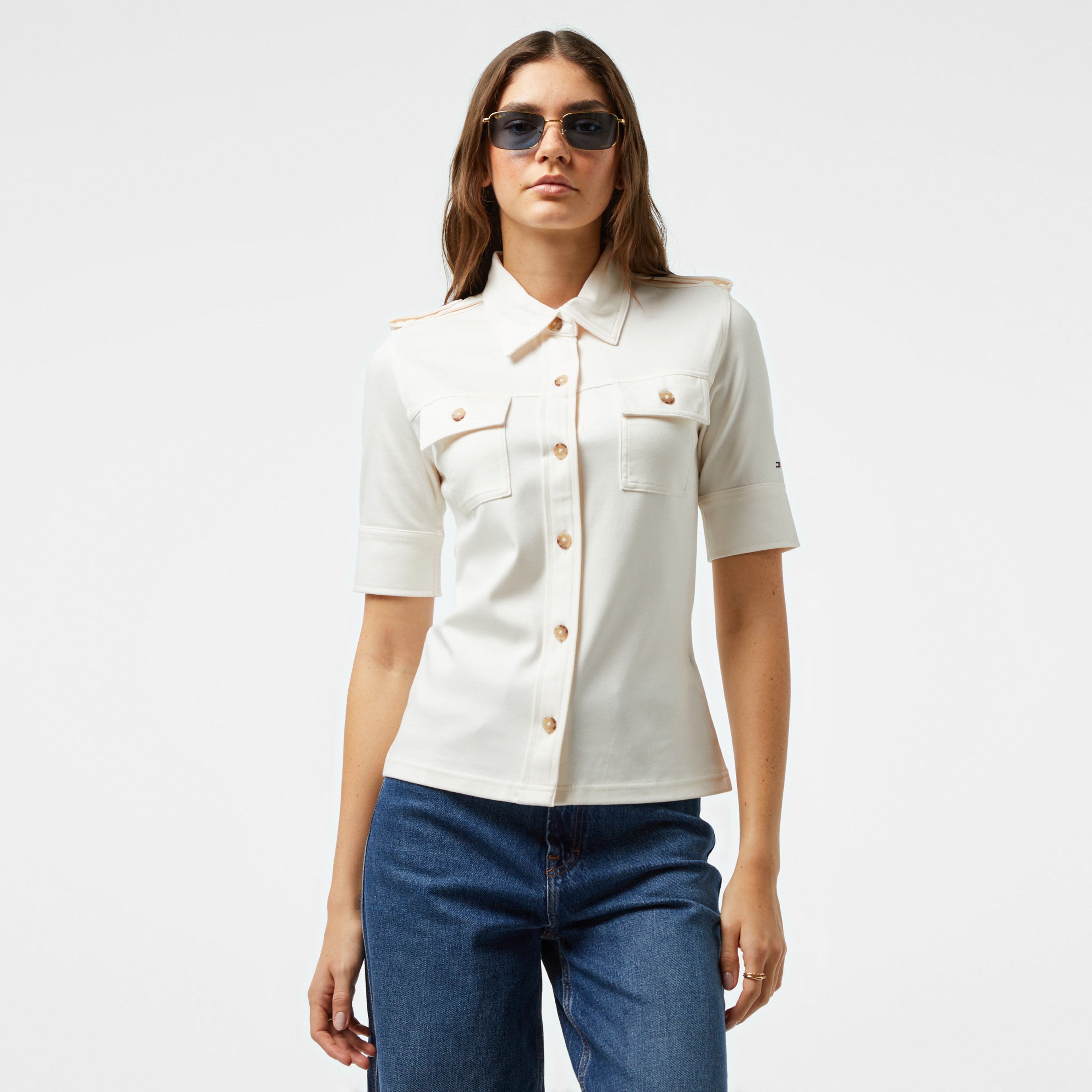 Tommy Hilfiger Utility Kadın Beyaz Gömlek