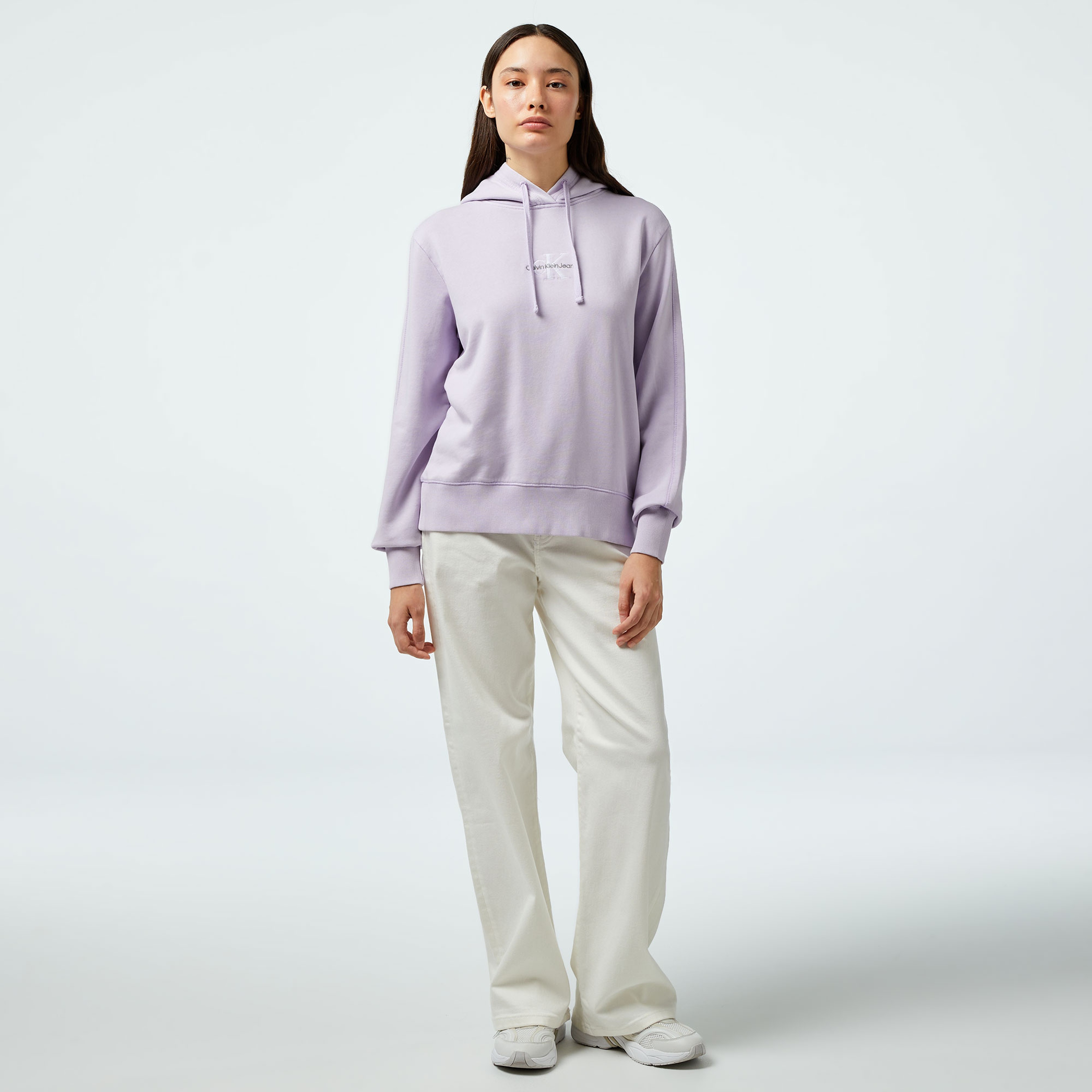 Calvin Klein Jeans Washed Monologo Regular Kadın Mor Hoodie