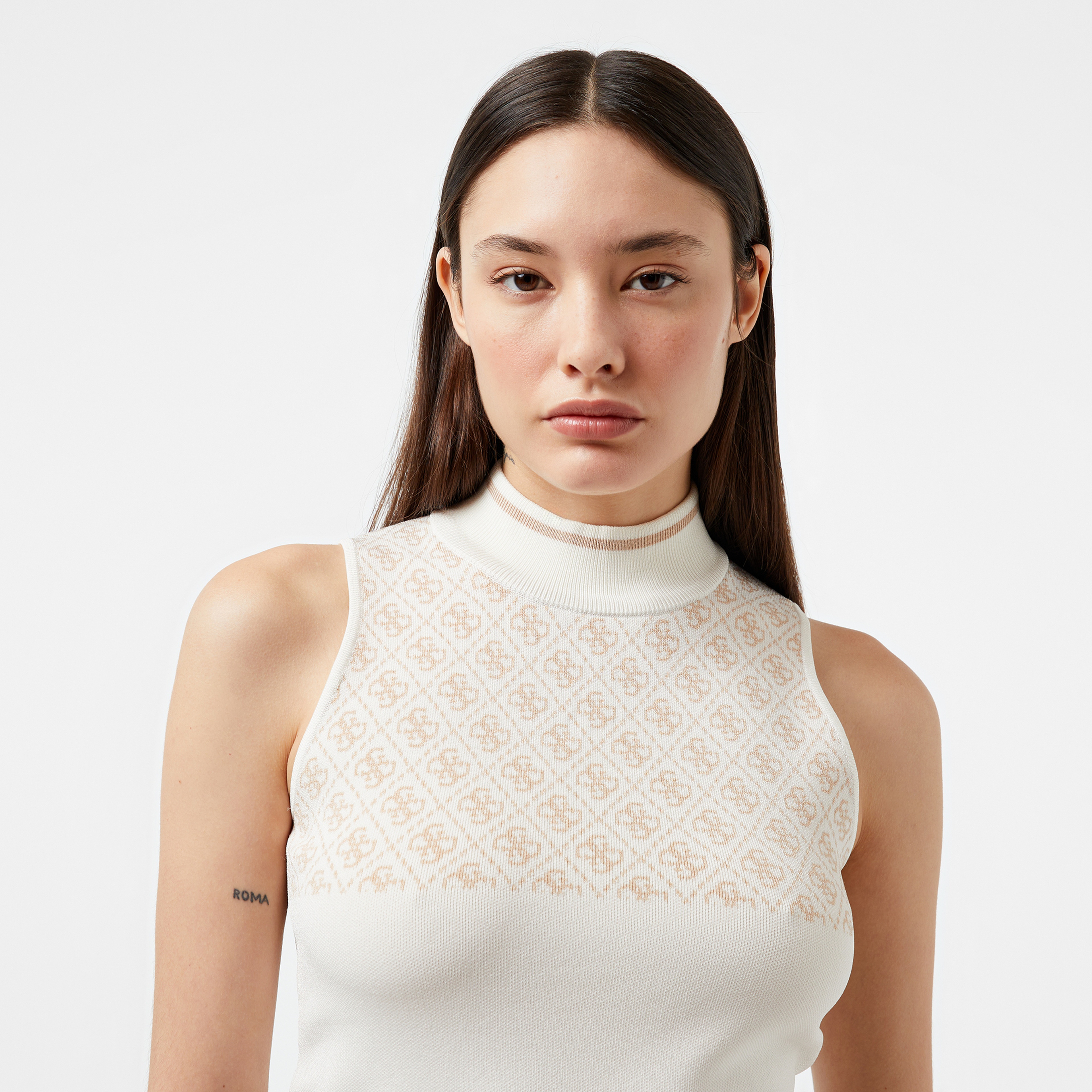 Guess Lise Harper Visce Yarn Kadın Krem Rengi Yelek