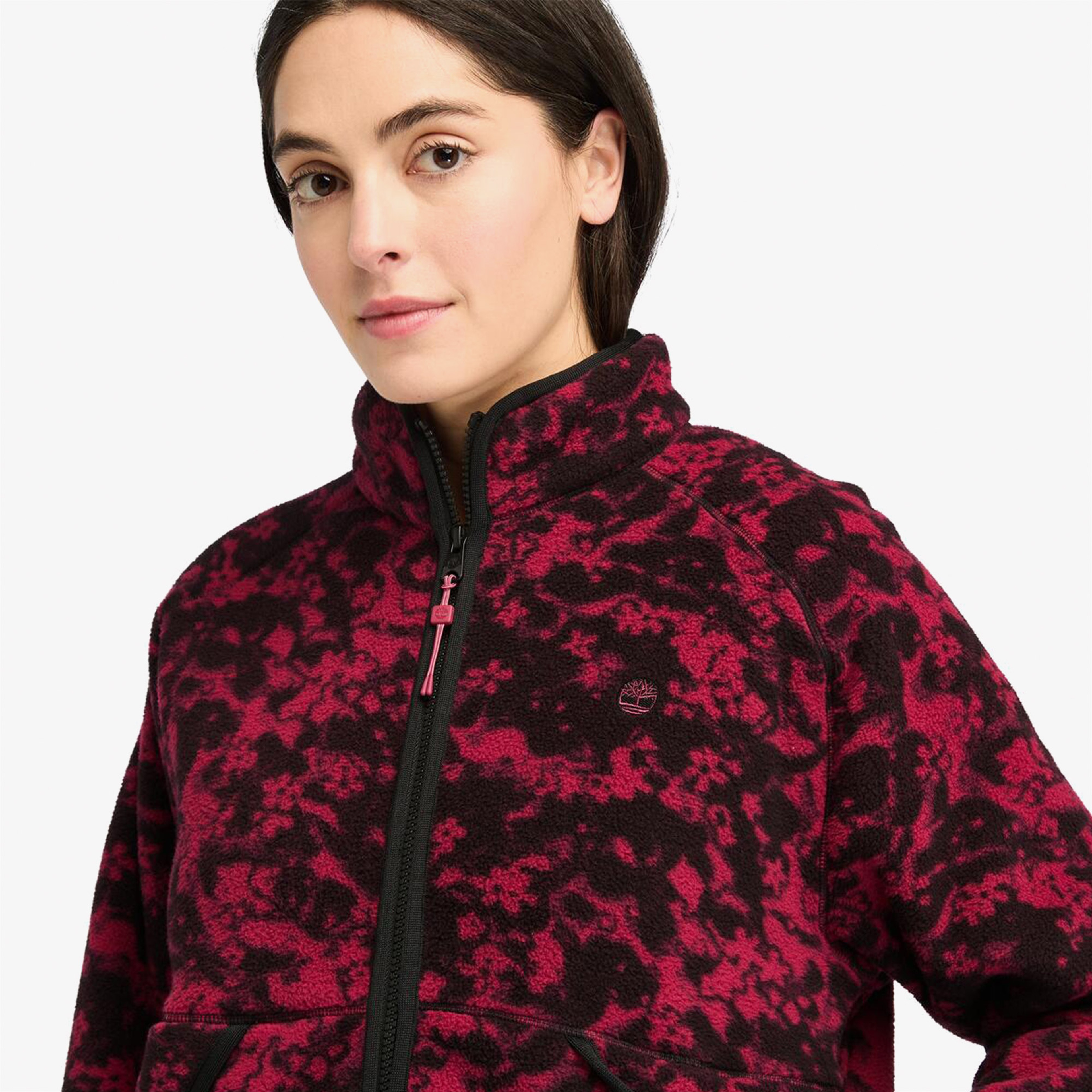 Timberland Printed Full-Zıp Sherpa Kadın Bordo Ceket