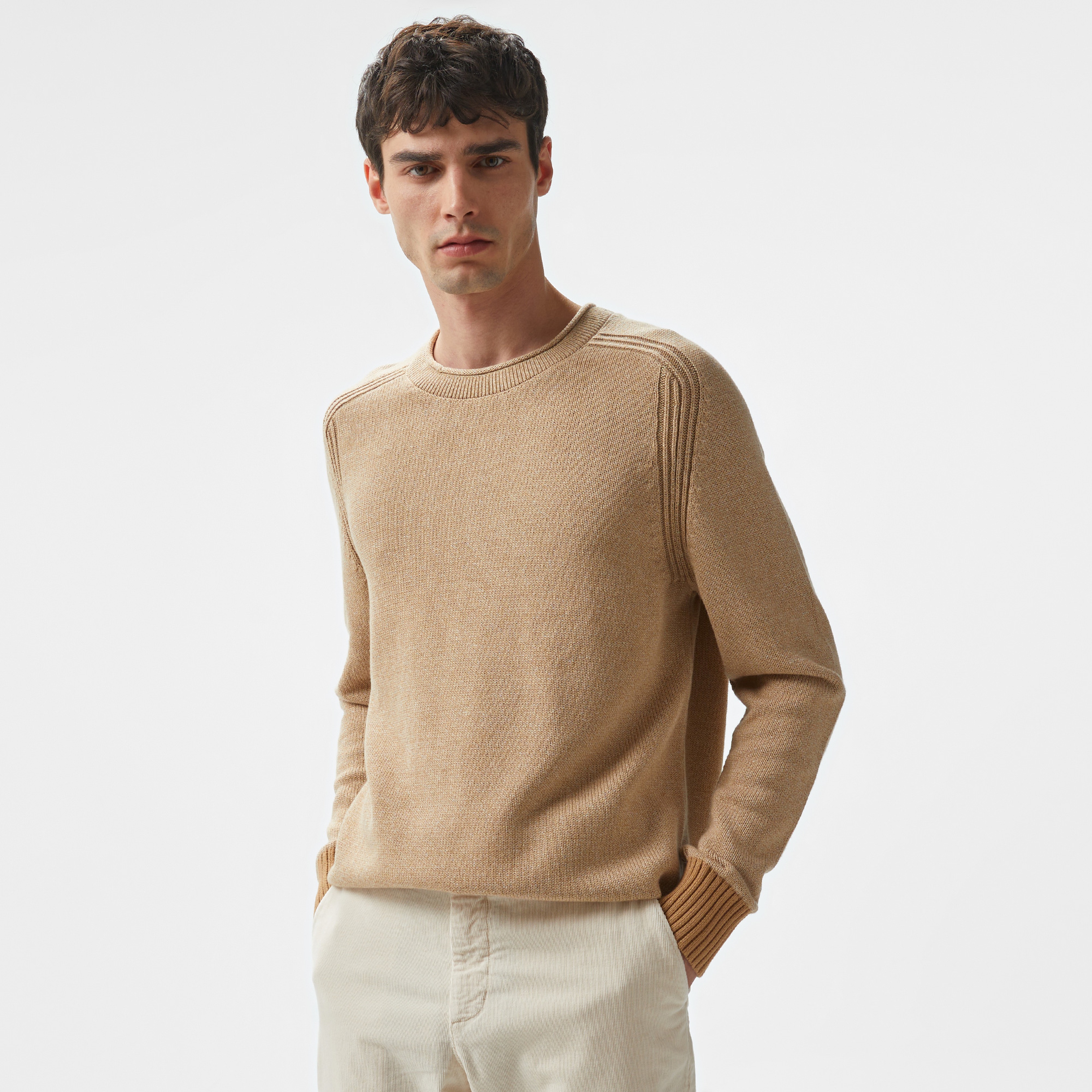 Tommy Hilfiger Mouline Fisherman Crew Neck Erkek Kahverengi Kazak