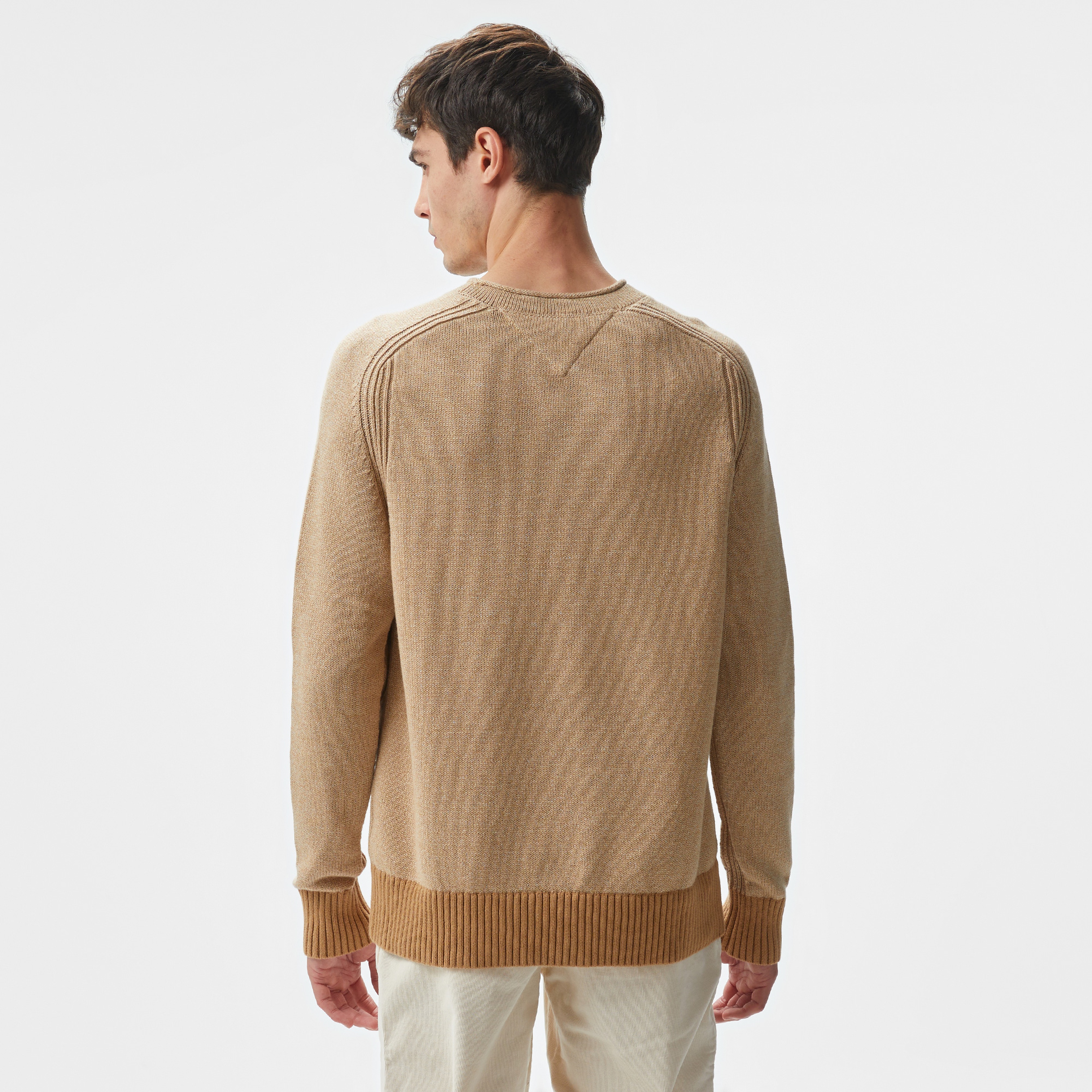 Tommy Hilfiger Mouline Fisherman Crew Neck Erkek Kahverengi Kazak