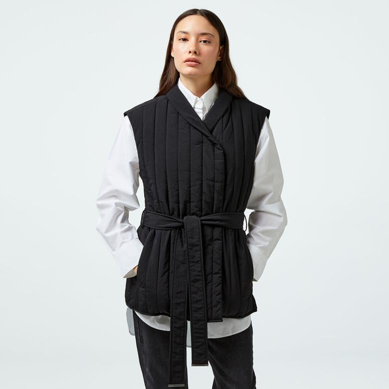 Calvin Klein Padded Vertıcal Quilt Vest Kadın Siyah Yelek