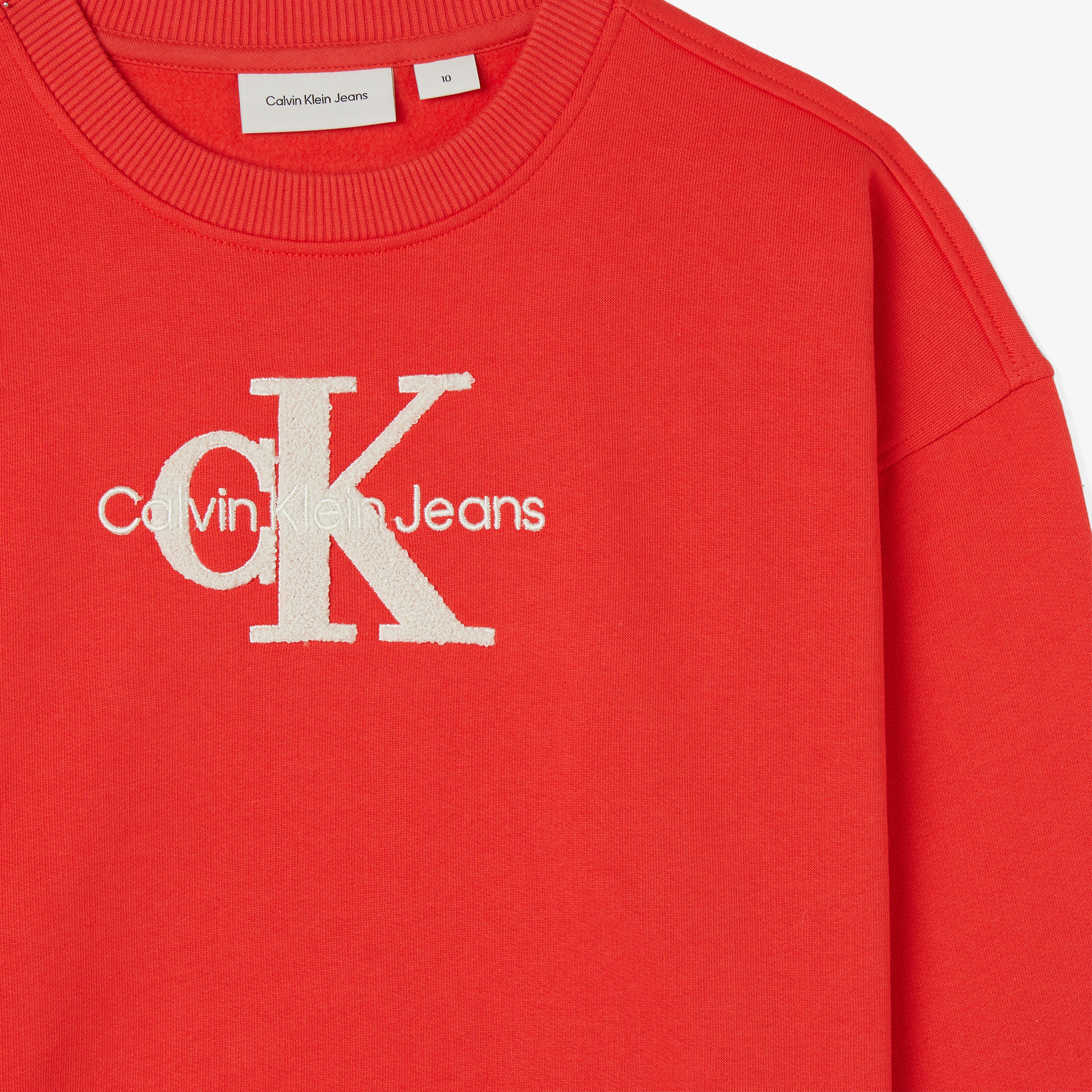 Calvin Klein Jeans Teddy Monologo Fleece Çocuk Kırmızı Sweatshirt