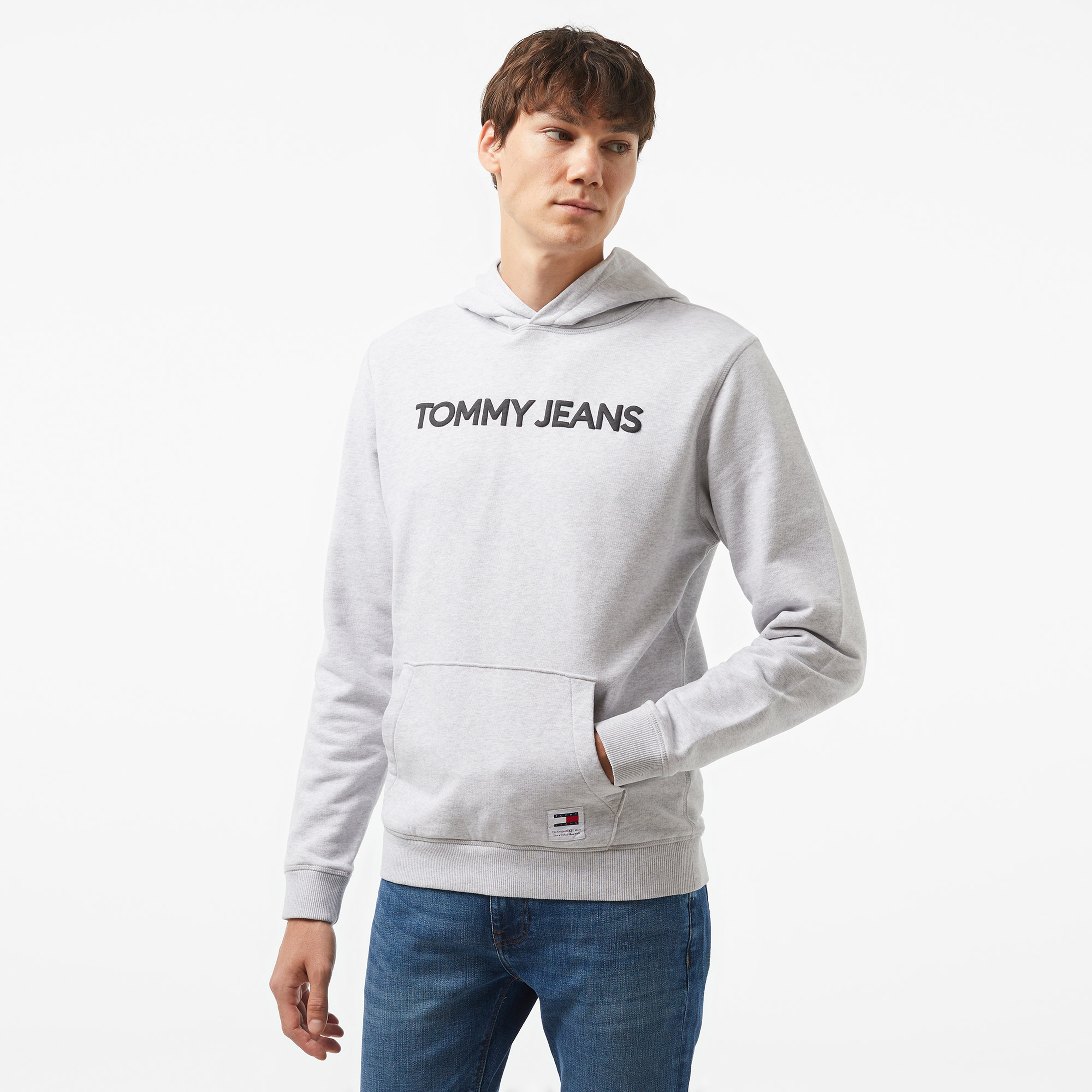 Tommy Hilfiger Jeans New Classic Erkek Gri Hoodie