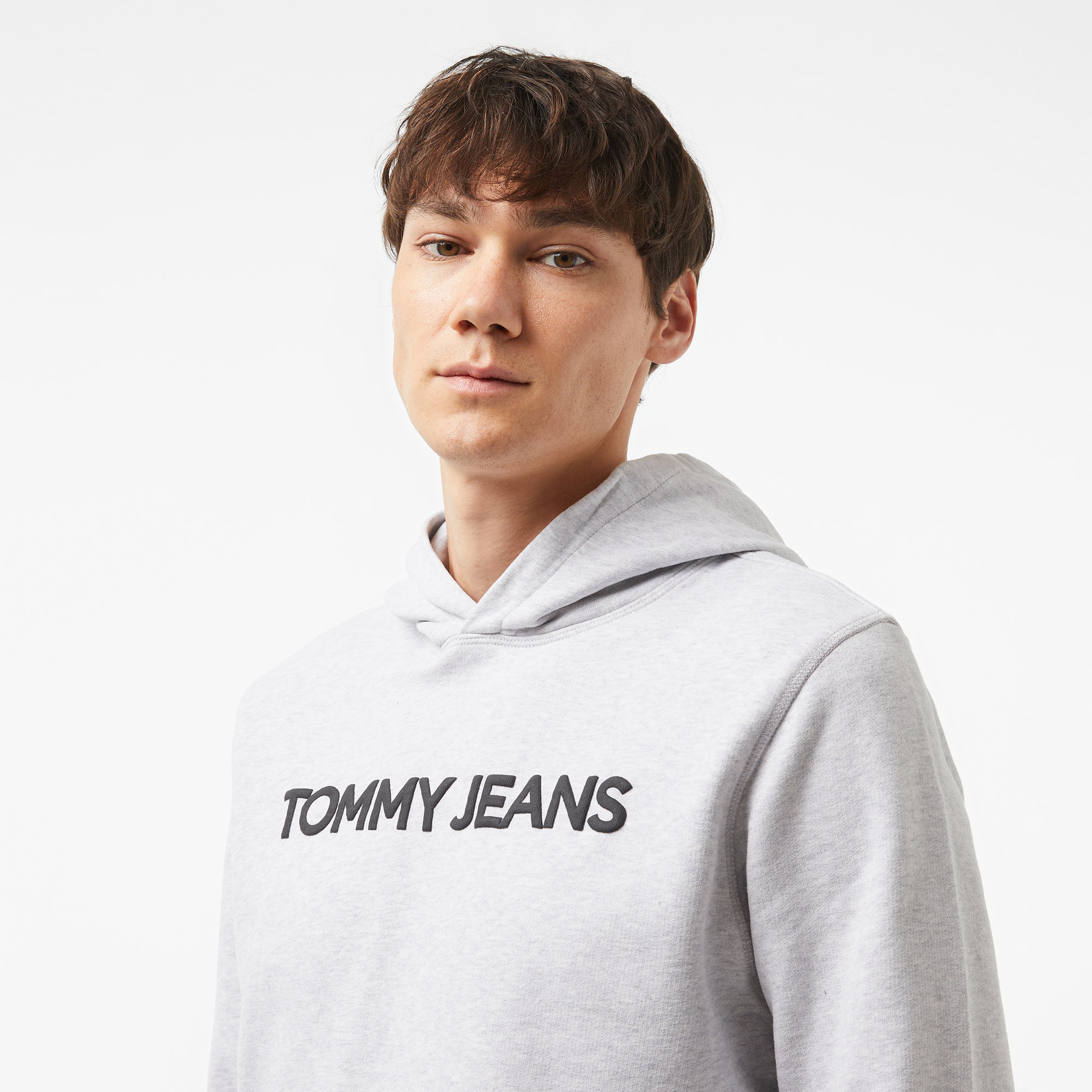 Tommy Hilfiger Jeans New Classic Erkek Gri Hoodie