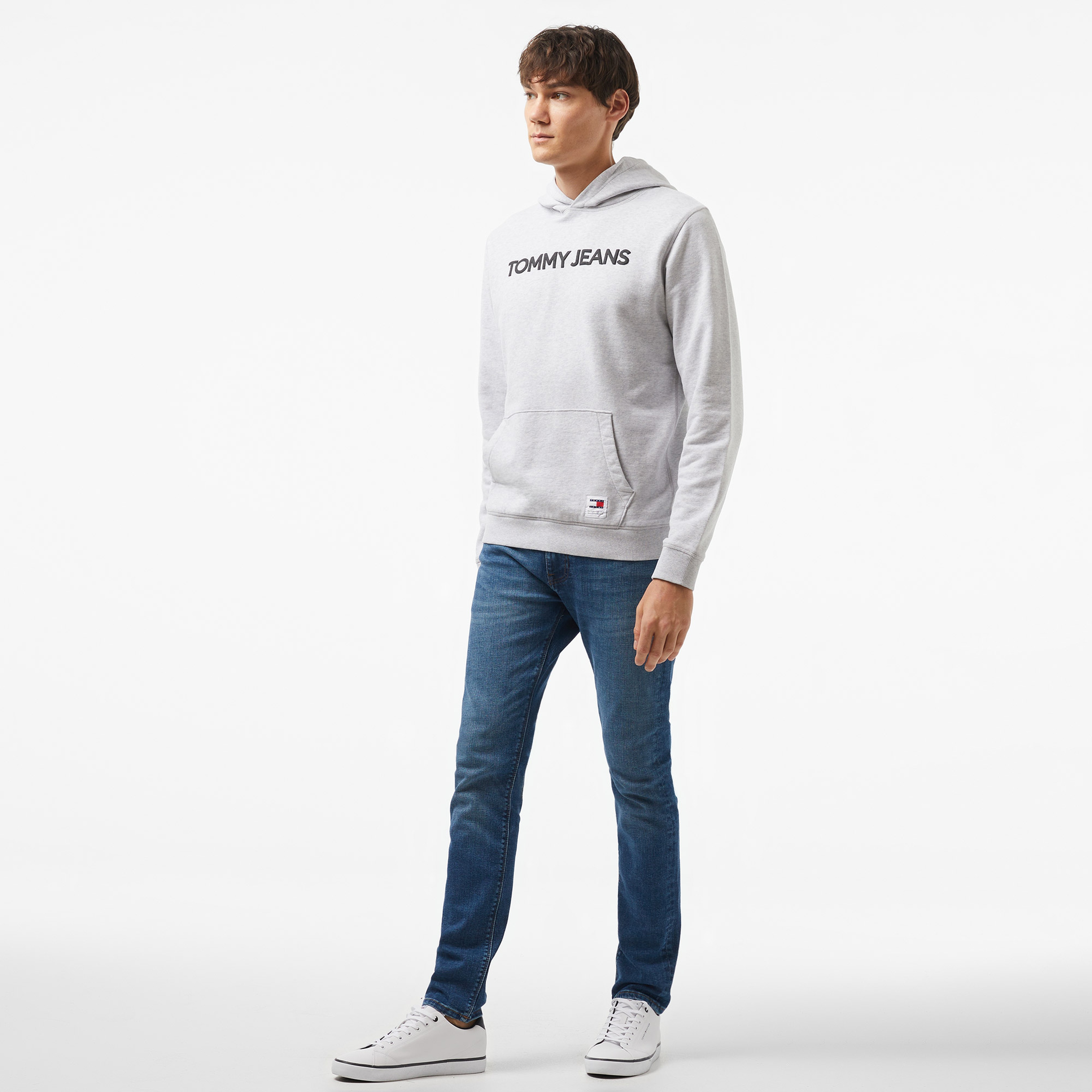 Tommy Hilfiger Jeans New Classic Erkek Gri Hoodie