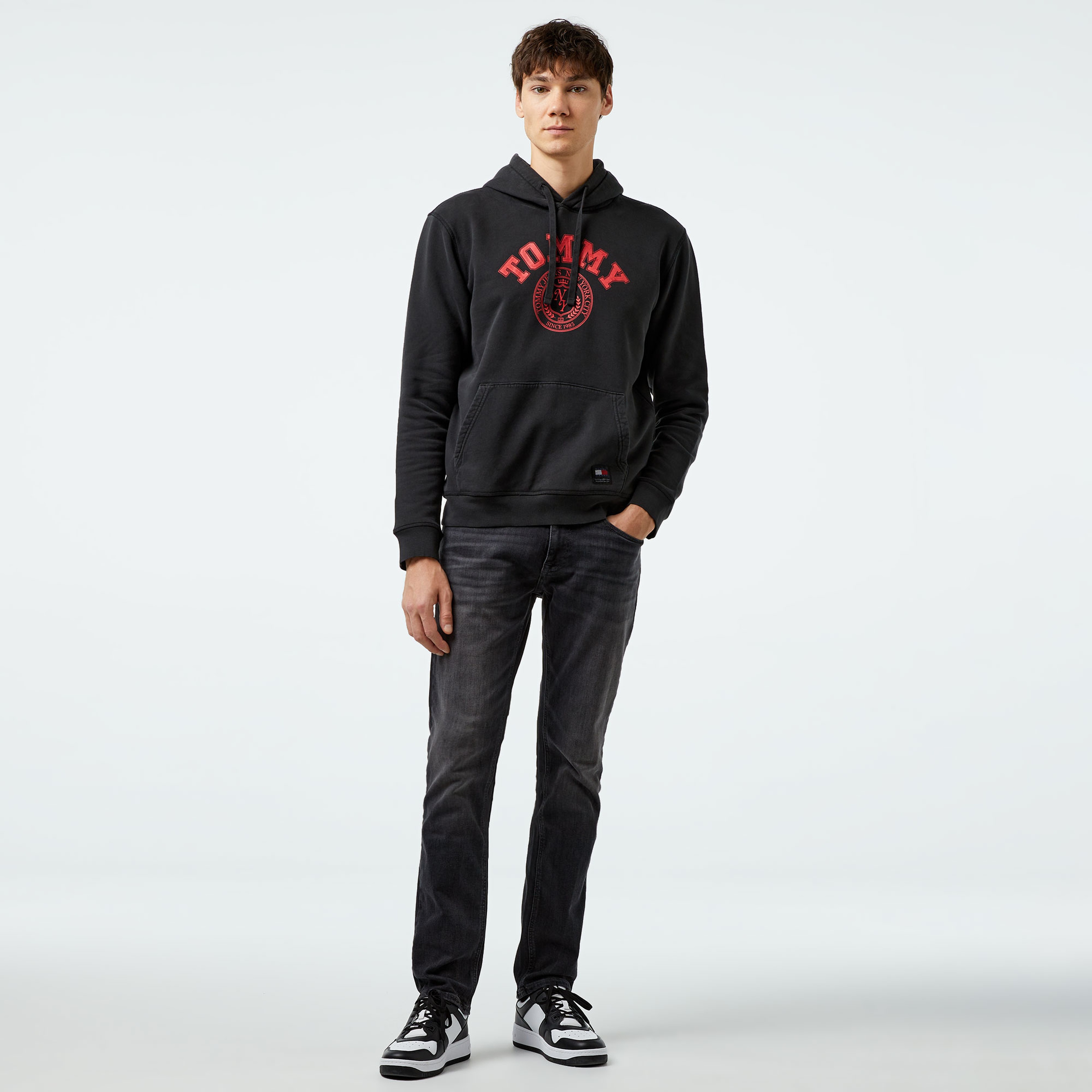 Tommy Hilfiger Jeans Washed Prep Erkek Siyah Hoodie