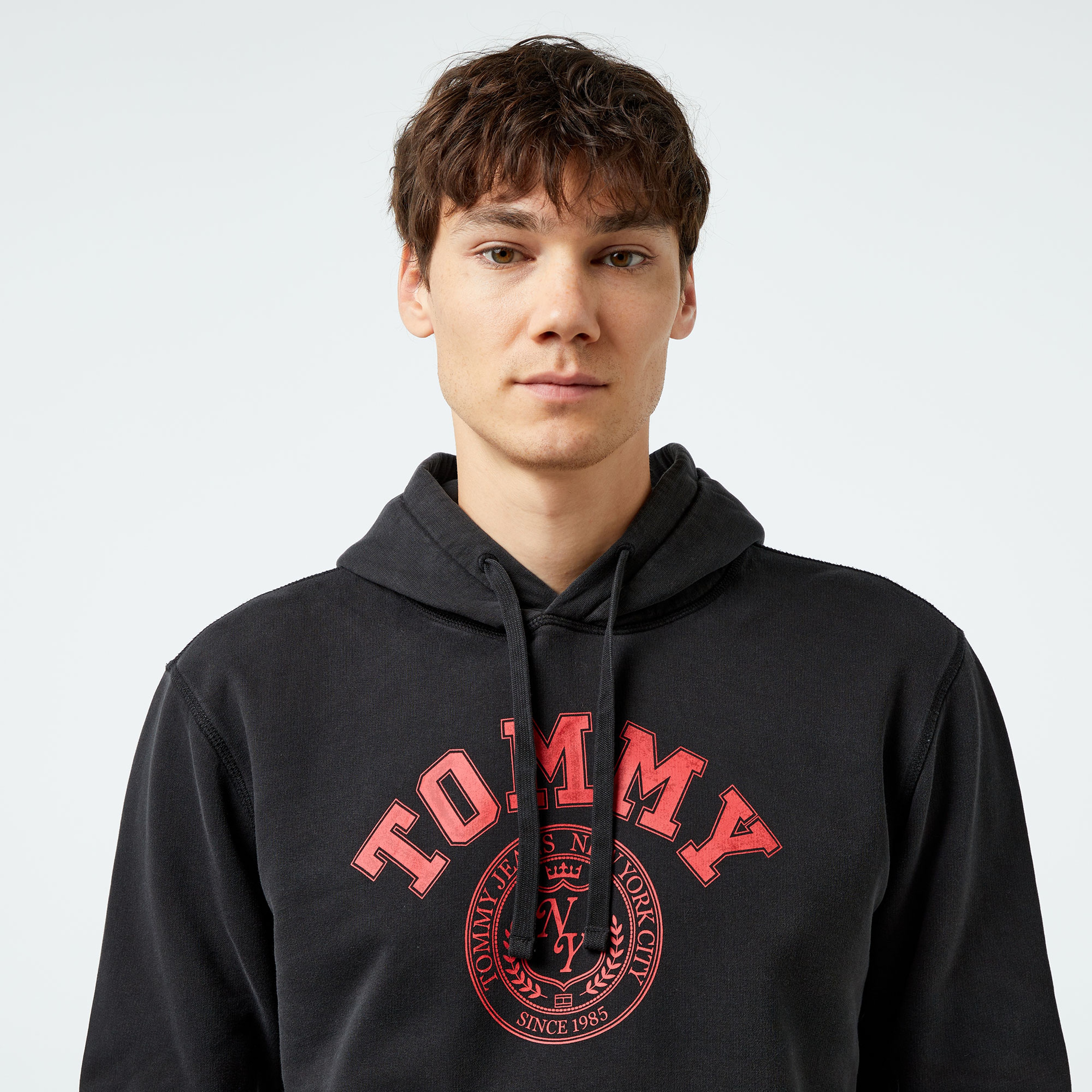Tommy Hilfiger Jeans Washed Prep Erkek Siyah Hoodie