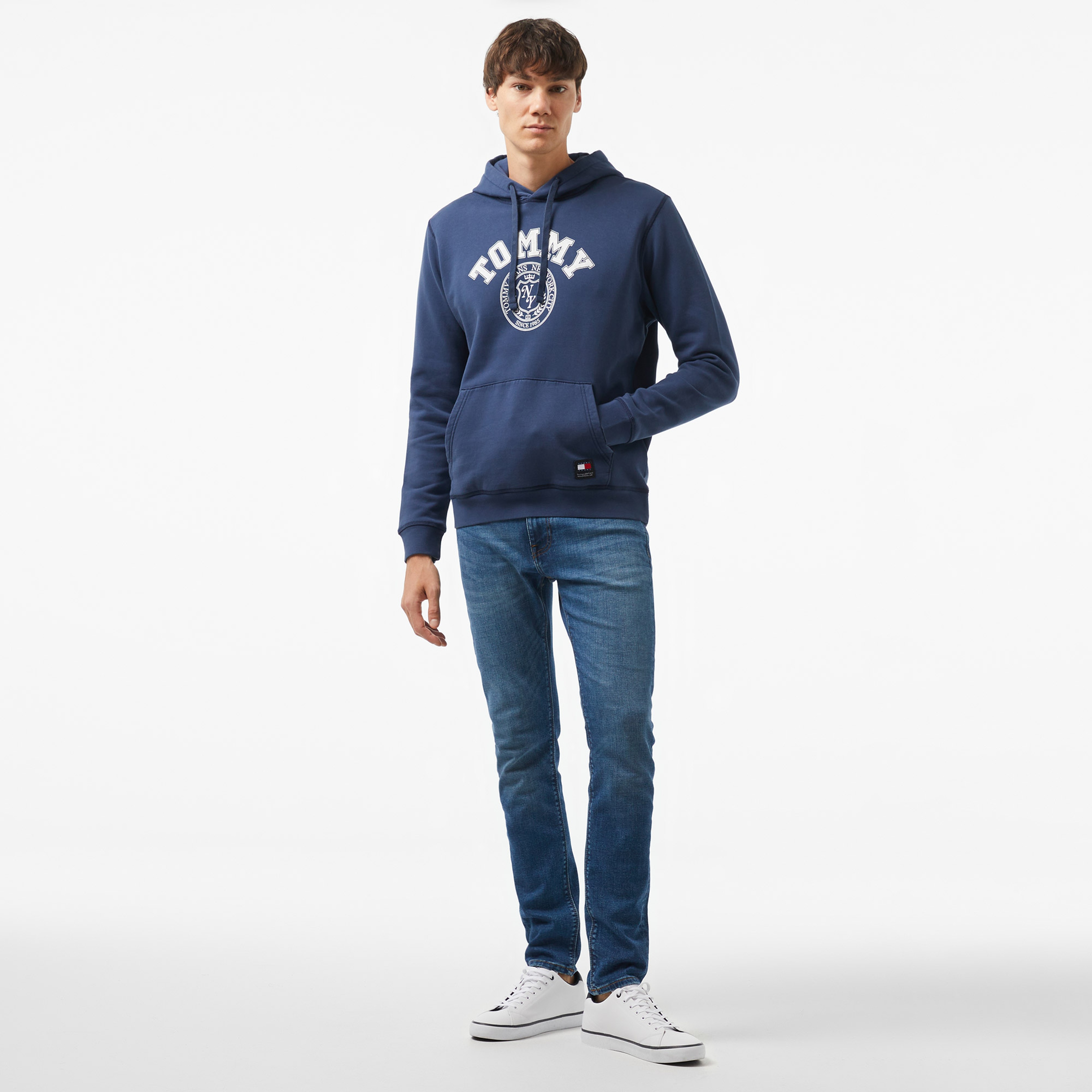 Tommy Hilfiger Jeans Washed Prep Erkek Lacivert Hoodie
