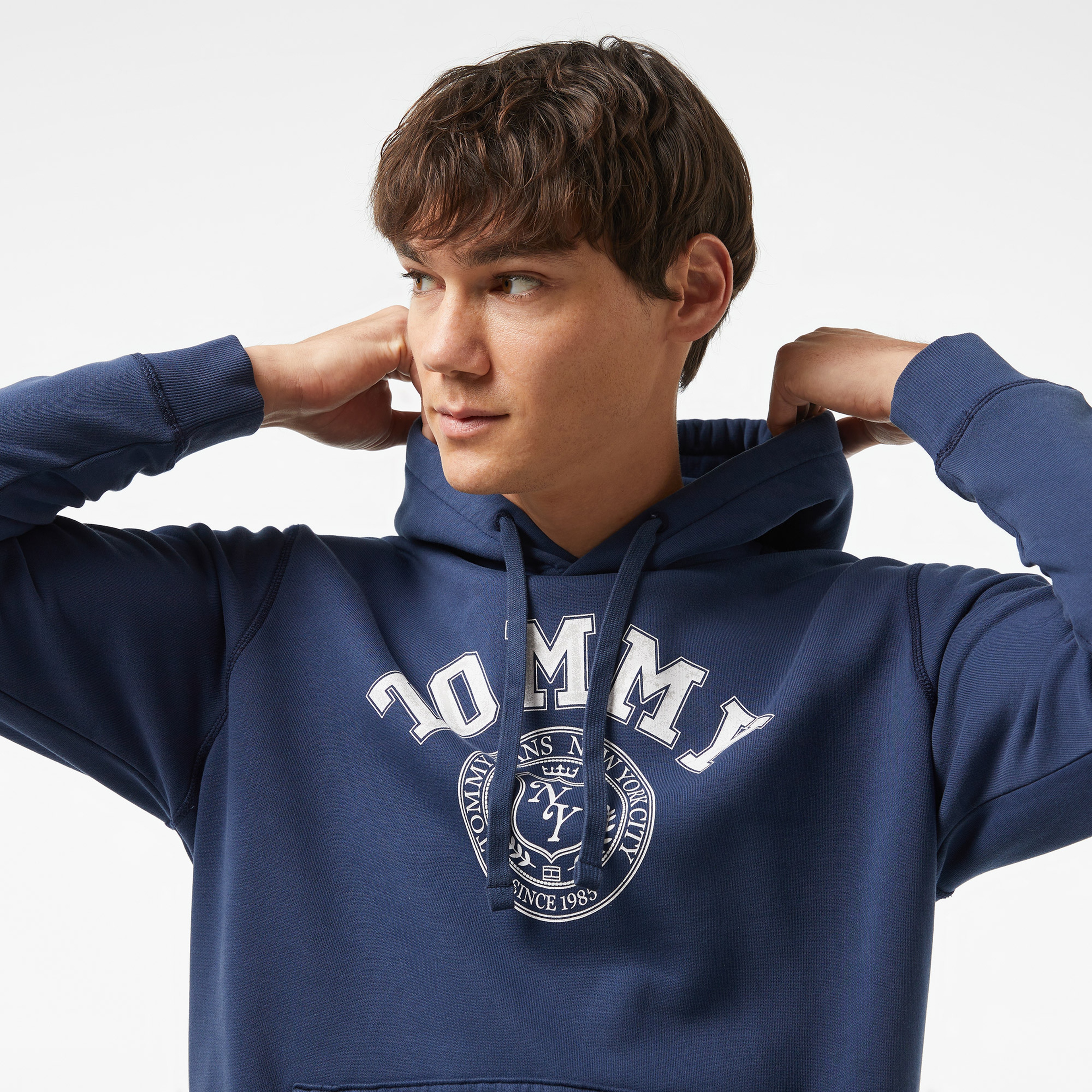 Tommy Hilfiger Jeans Washed Prep Erkek Lacivert Hoodie