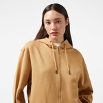 Calvin Klein Nano Logo Zip Relaxed Kadın Kahverengi Hoodie