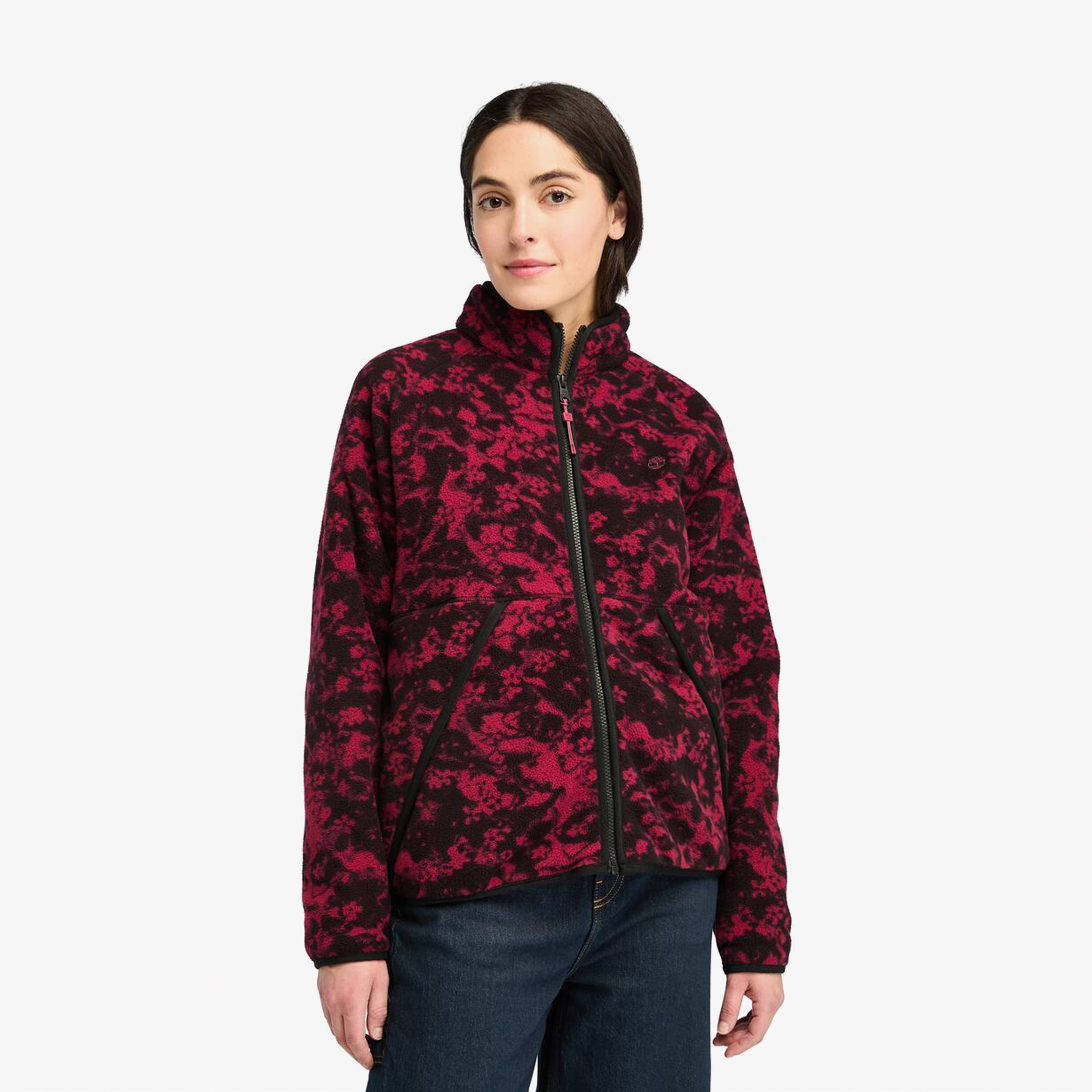 Timberland Printed Full-Zıp Sherpa Kadın Bordo Ceket