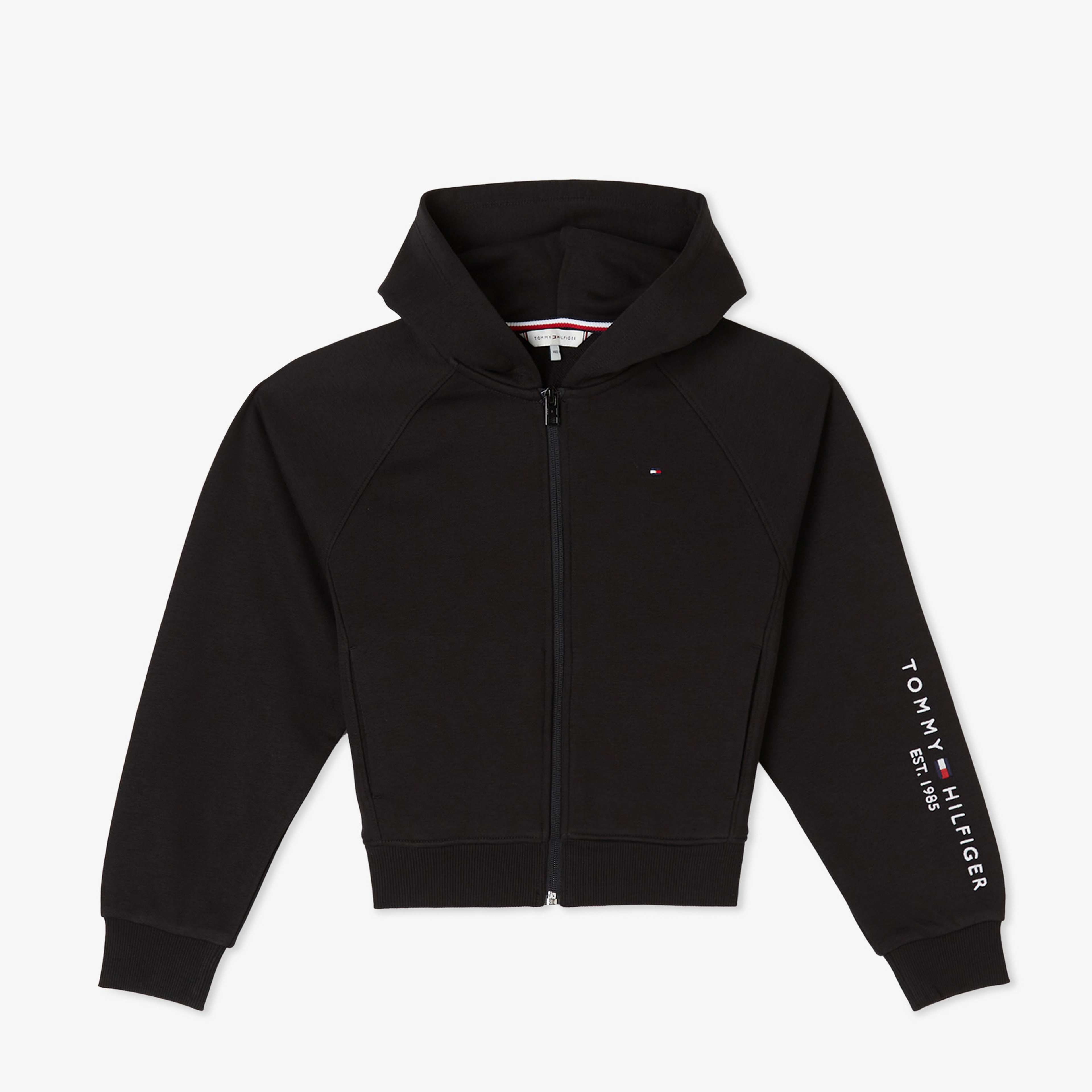 Tommy Hilfiger Essential Embroidered Zip Thru Çocuk Siyah Sweatshirt
