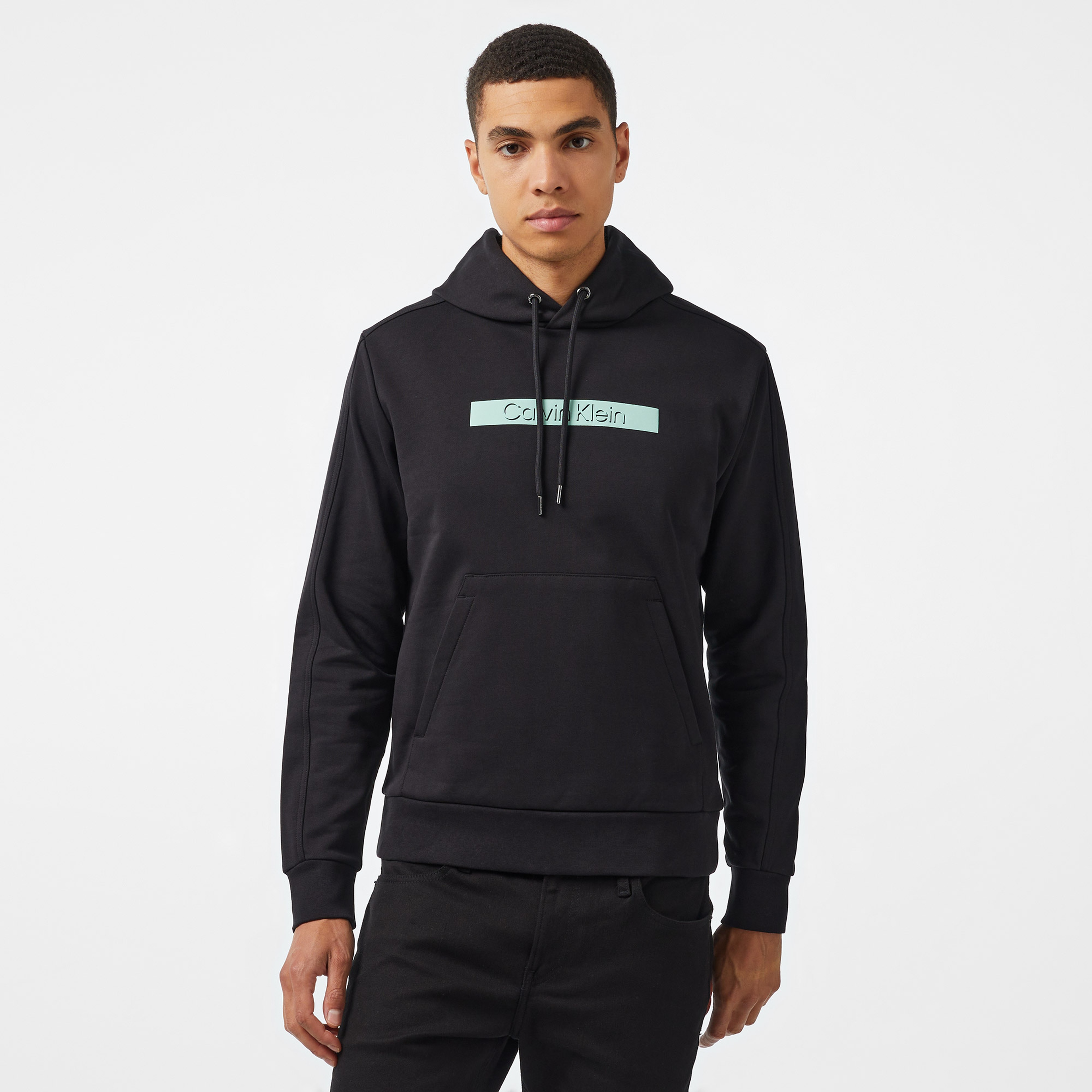 Calvin Klein Cut Out Shadow Logo Erkek Siyah Hoodie
