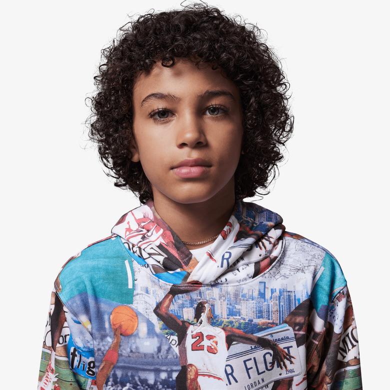 Jordan Jdb MJ Brooklyn Aop Çocuk Çok Renkli  Kapüşonlu Sweatshirt